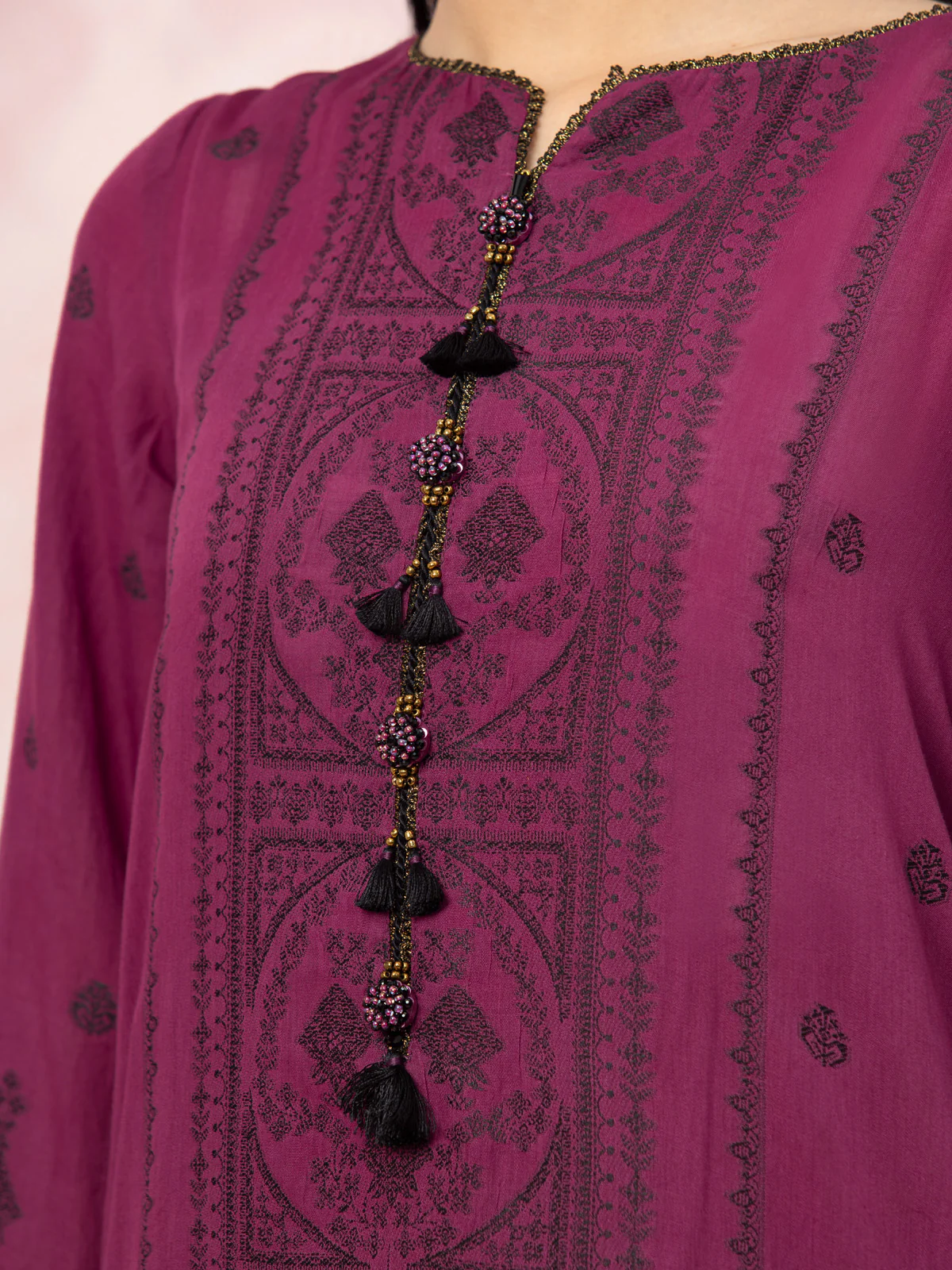 Unstitched Embroidered Jacquard Shirt Dupatta - EWU24V3-26620SD - Image 5