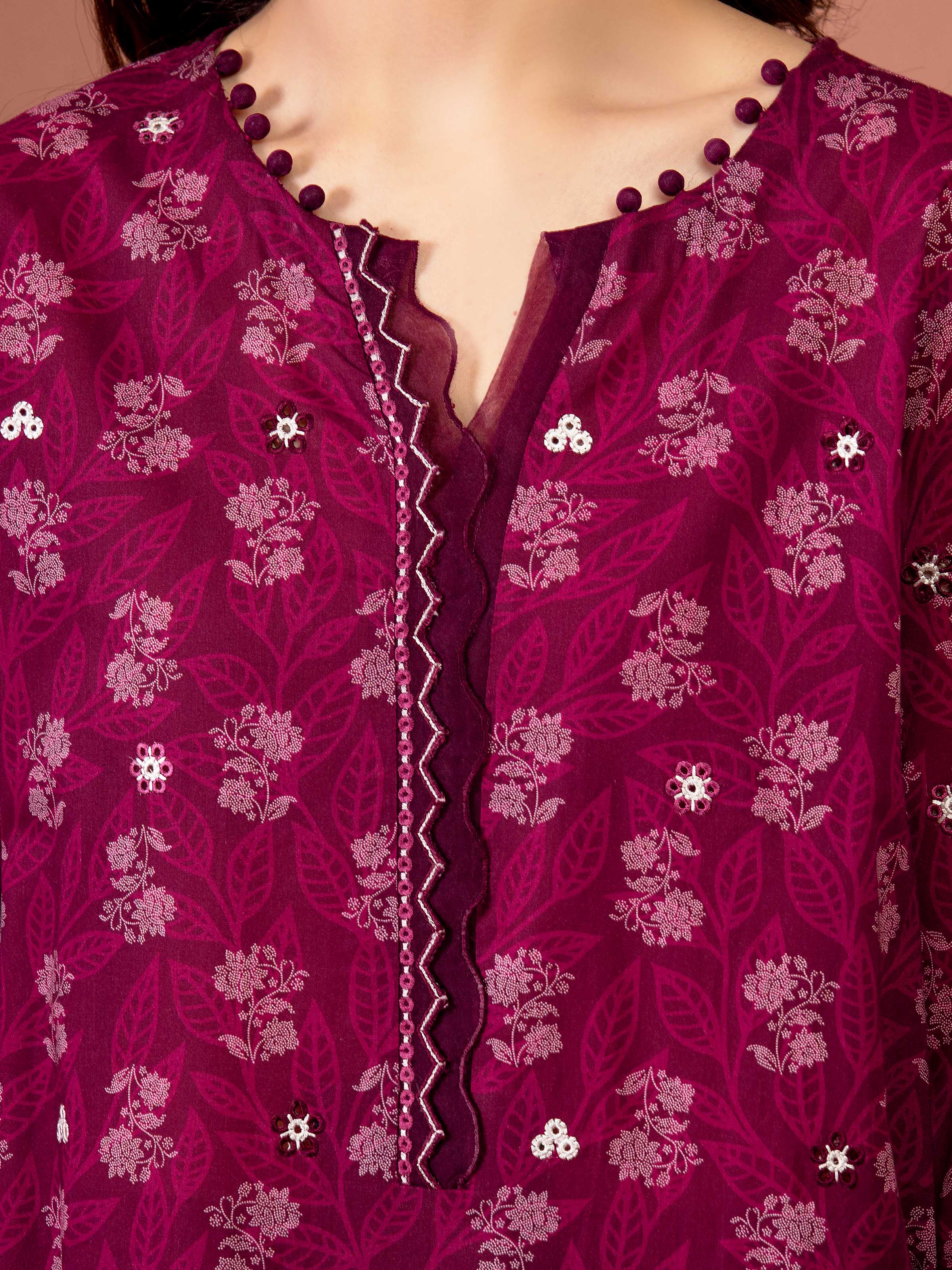 Unstitched Embroidered Lawn Suit - EWU5V1-31427-3P - Image 4