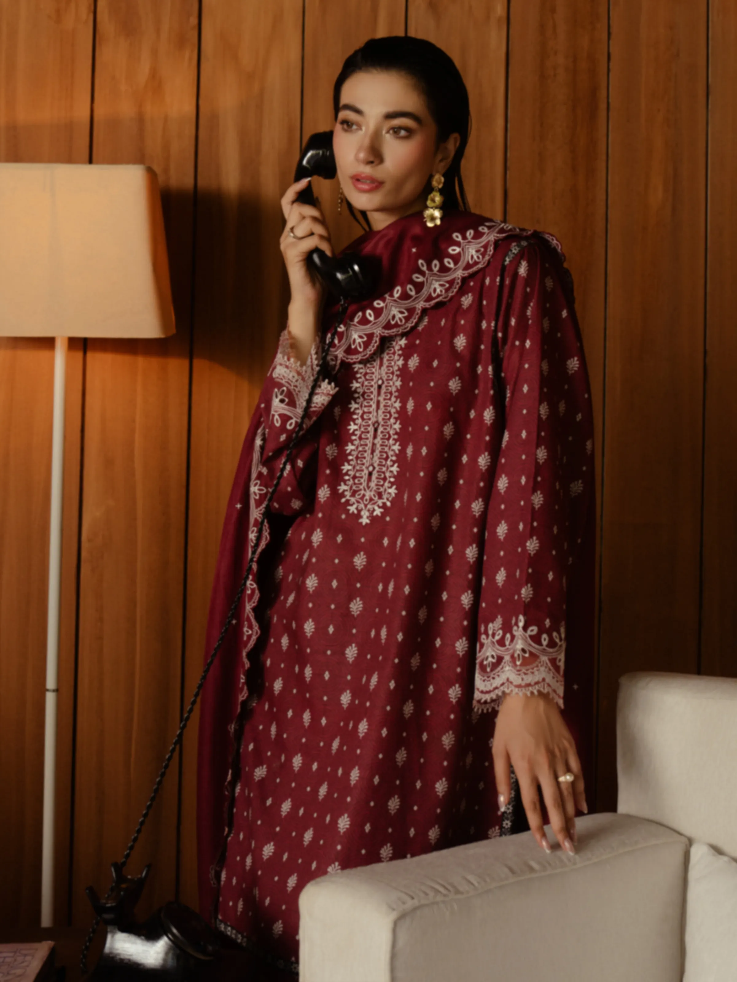 Unstitched Embroidered Marina Twill Suit - EWU24V14-30188-3P - Image 2