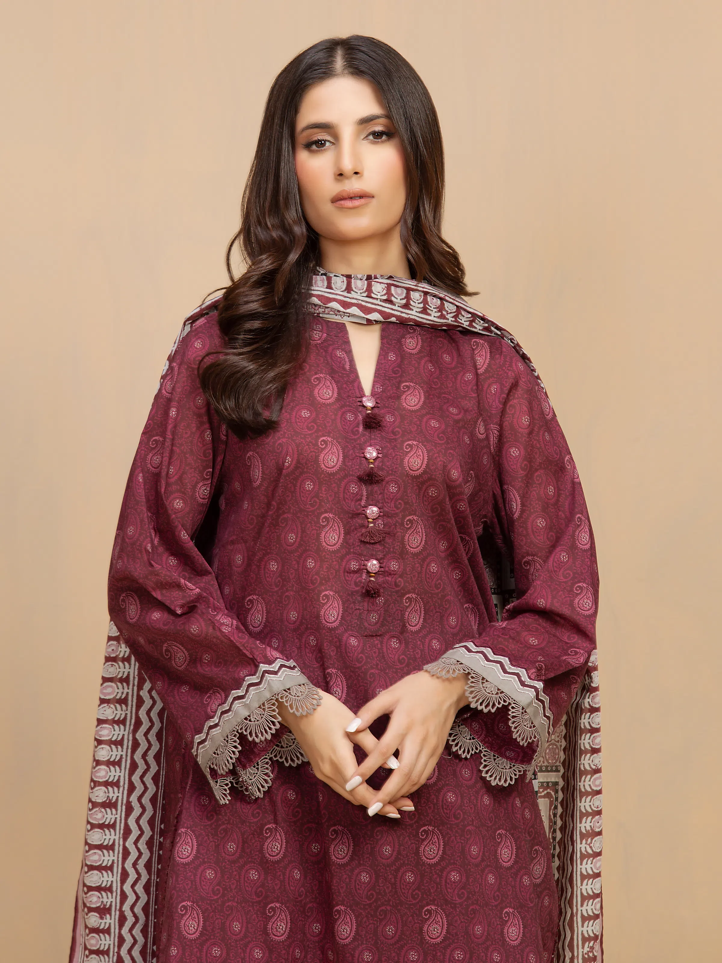 Unstitched Printed Khaddar Suit - EWU5A3-35991-3P - Image 2