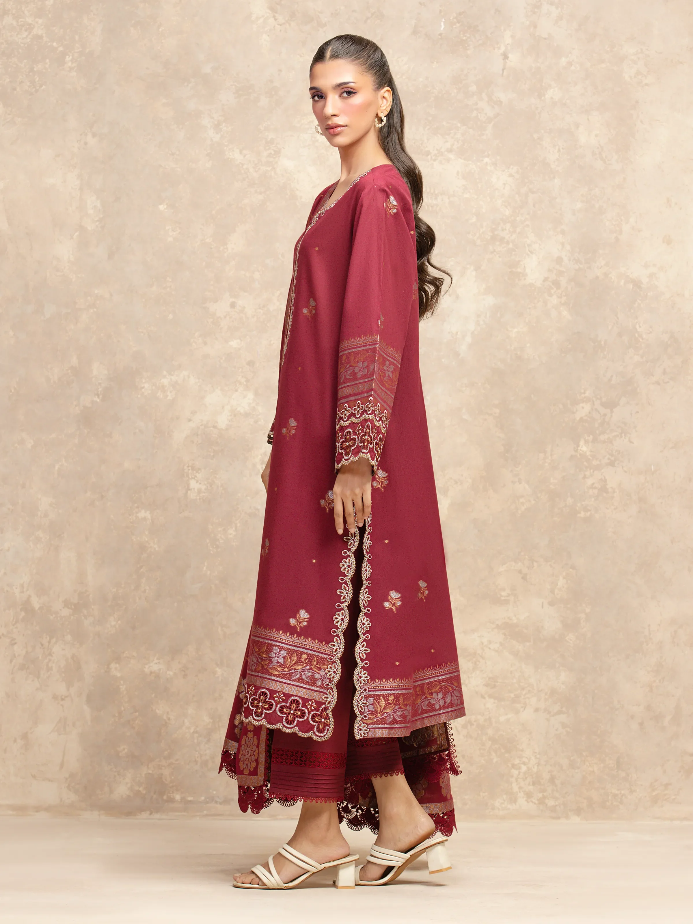 Unstitched Embroidered Jacquard Suit - EWU5V3-31851-3P - Image 5