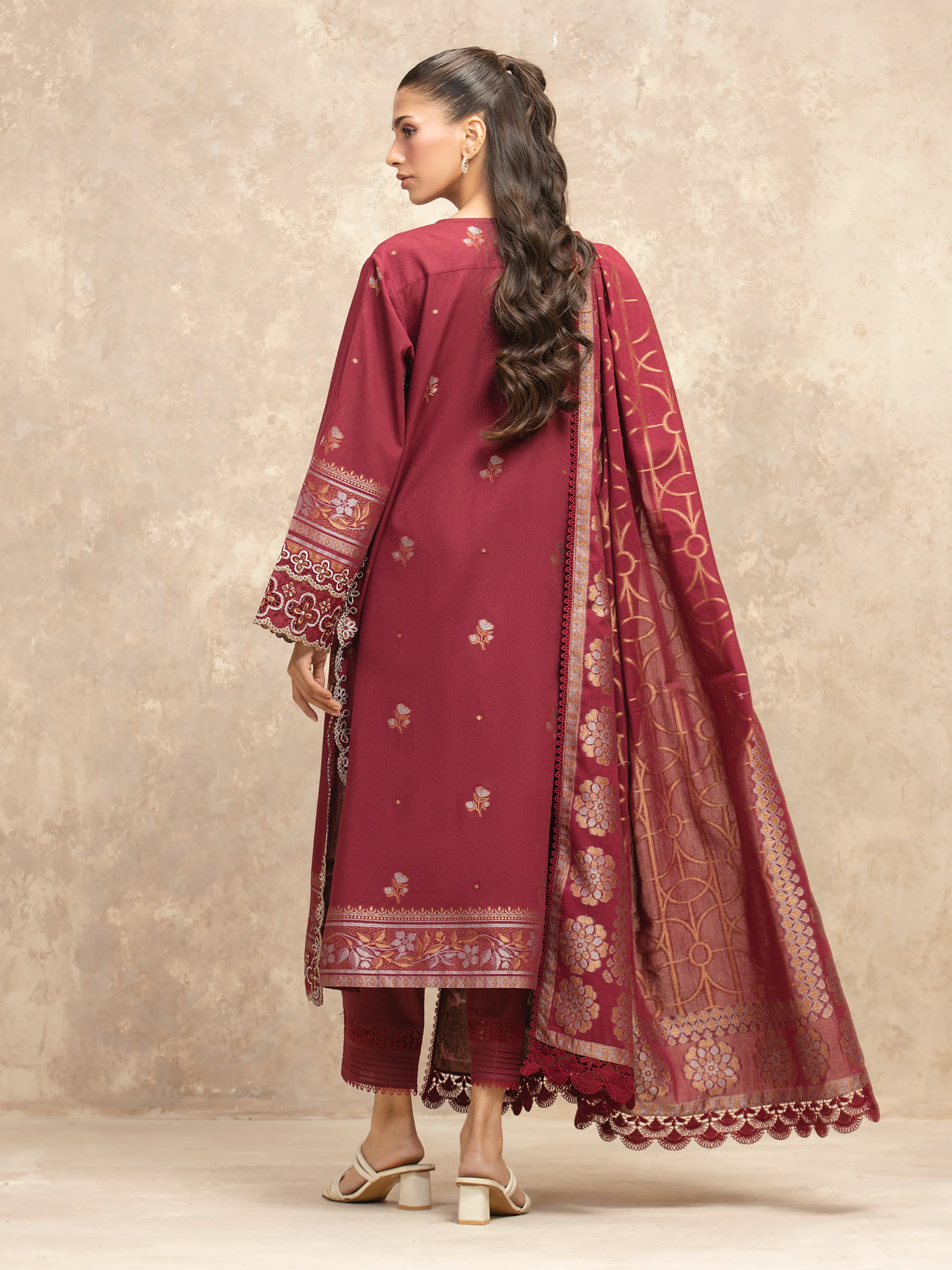 Unstitched Embroidered Jacquard Suit - EWU5V3-31851-3P - Image 6