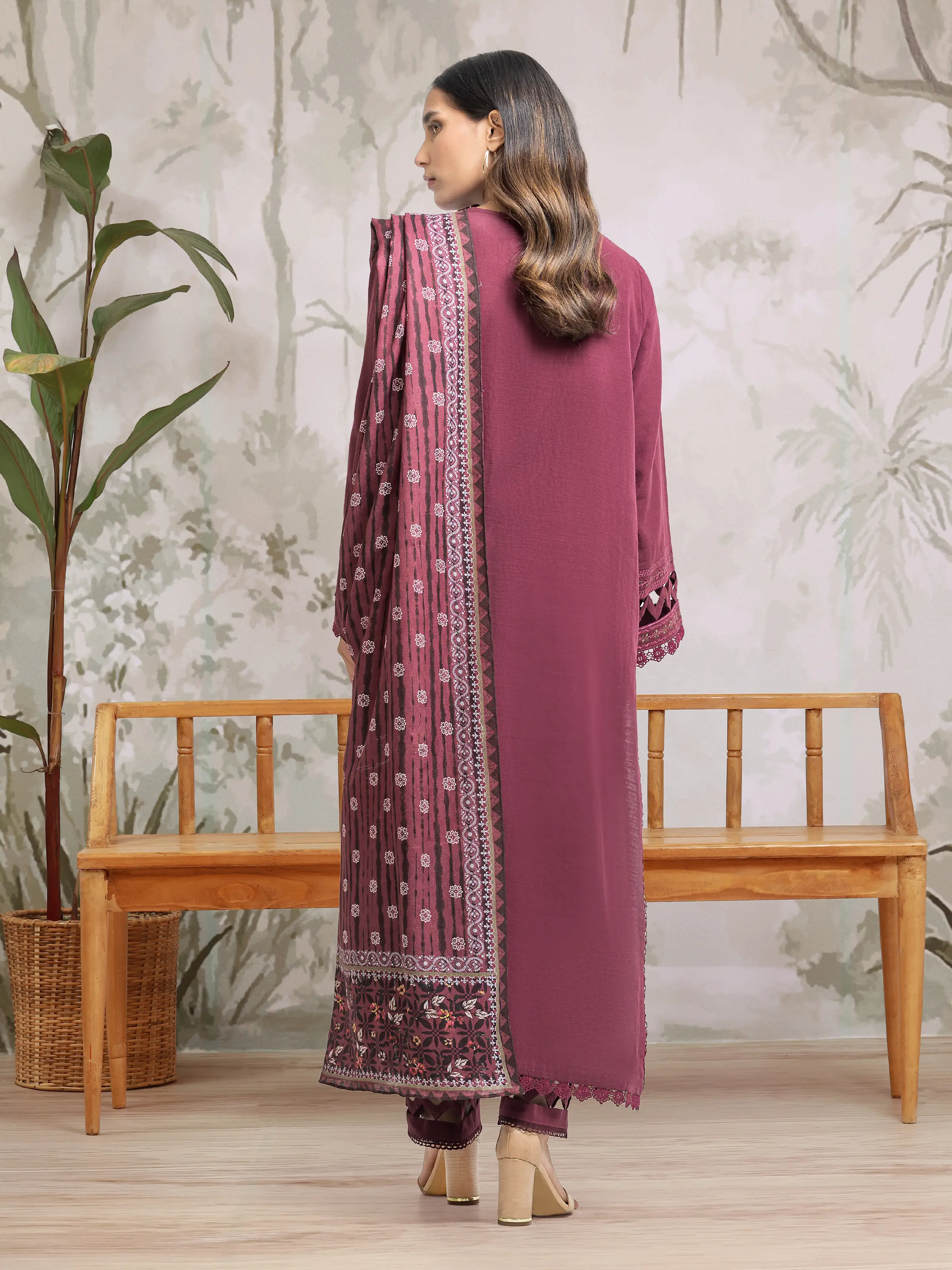 Unstitched Embroidered Khaddar Suit - EWU24V11-30311-3P - Image 2