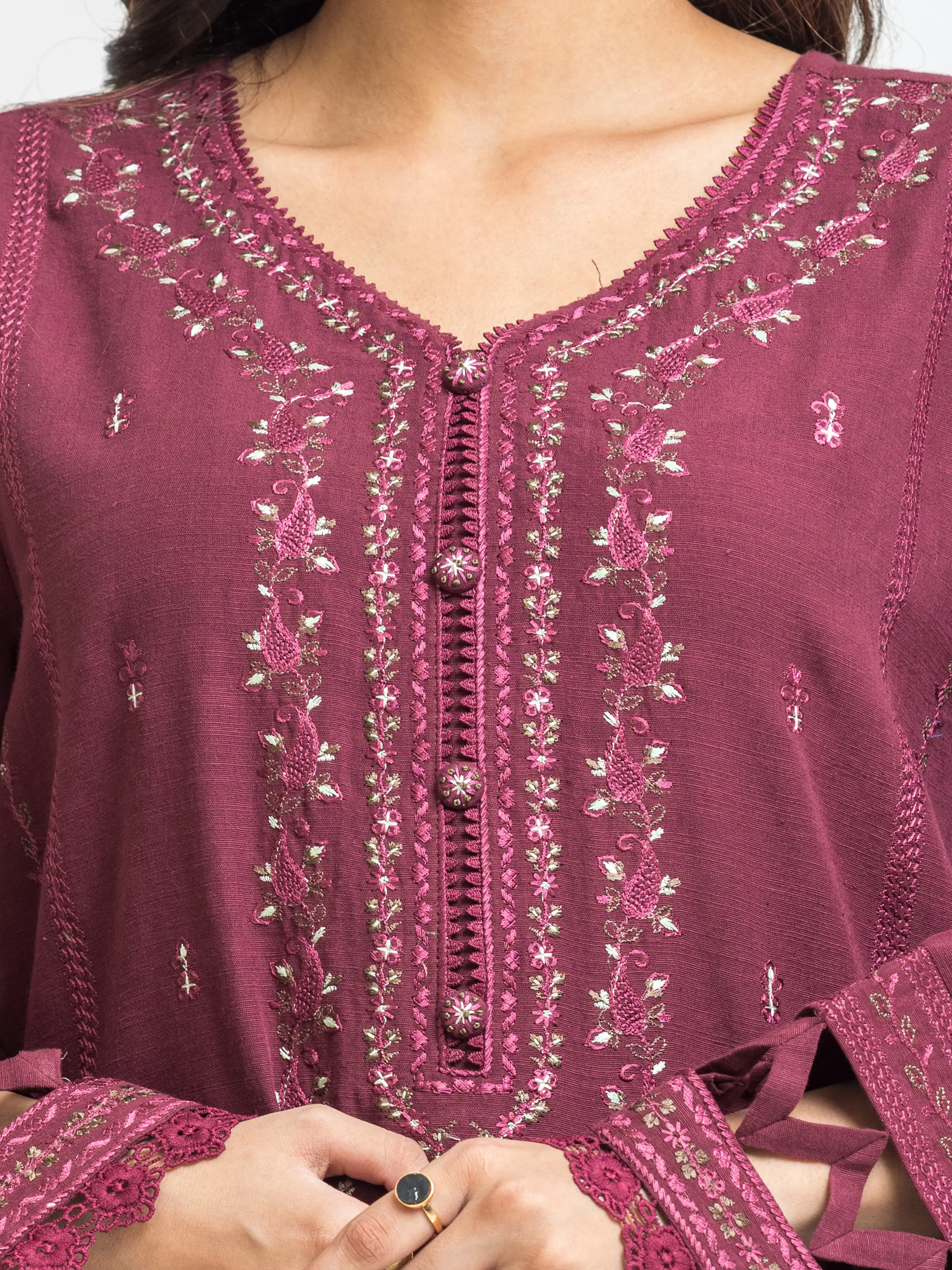 Unstitched Embroidered Khaddar Suit - EWU24V11-30311-3P - Image 3