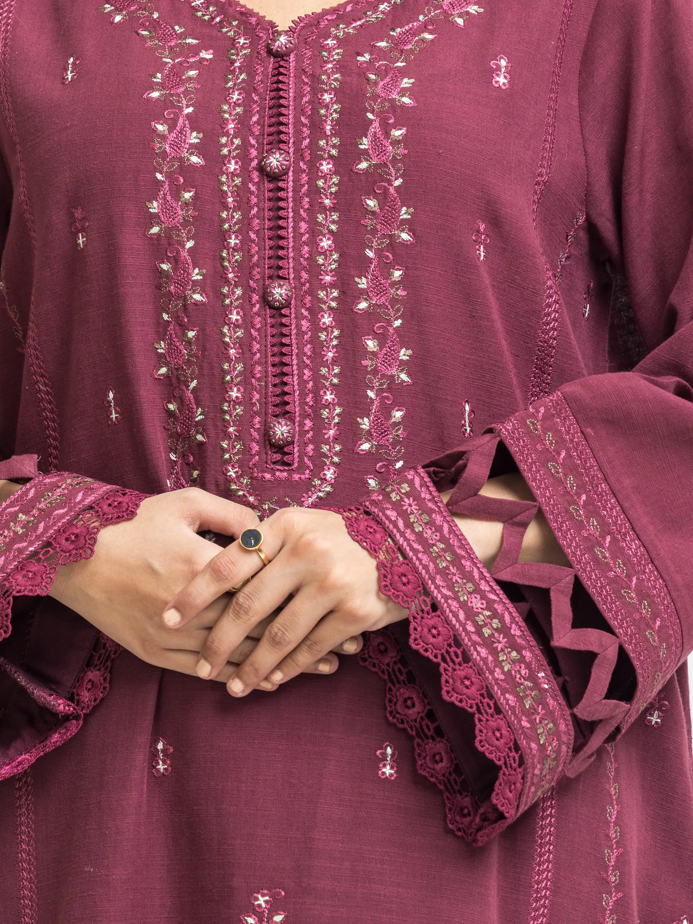 Unstitched Embroidered Khaddar Suit - EWU24V11-30311-3P - Image 4