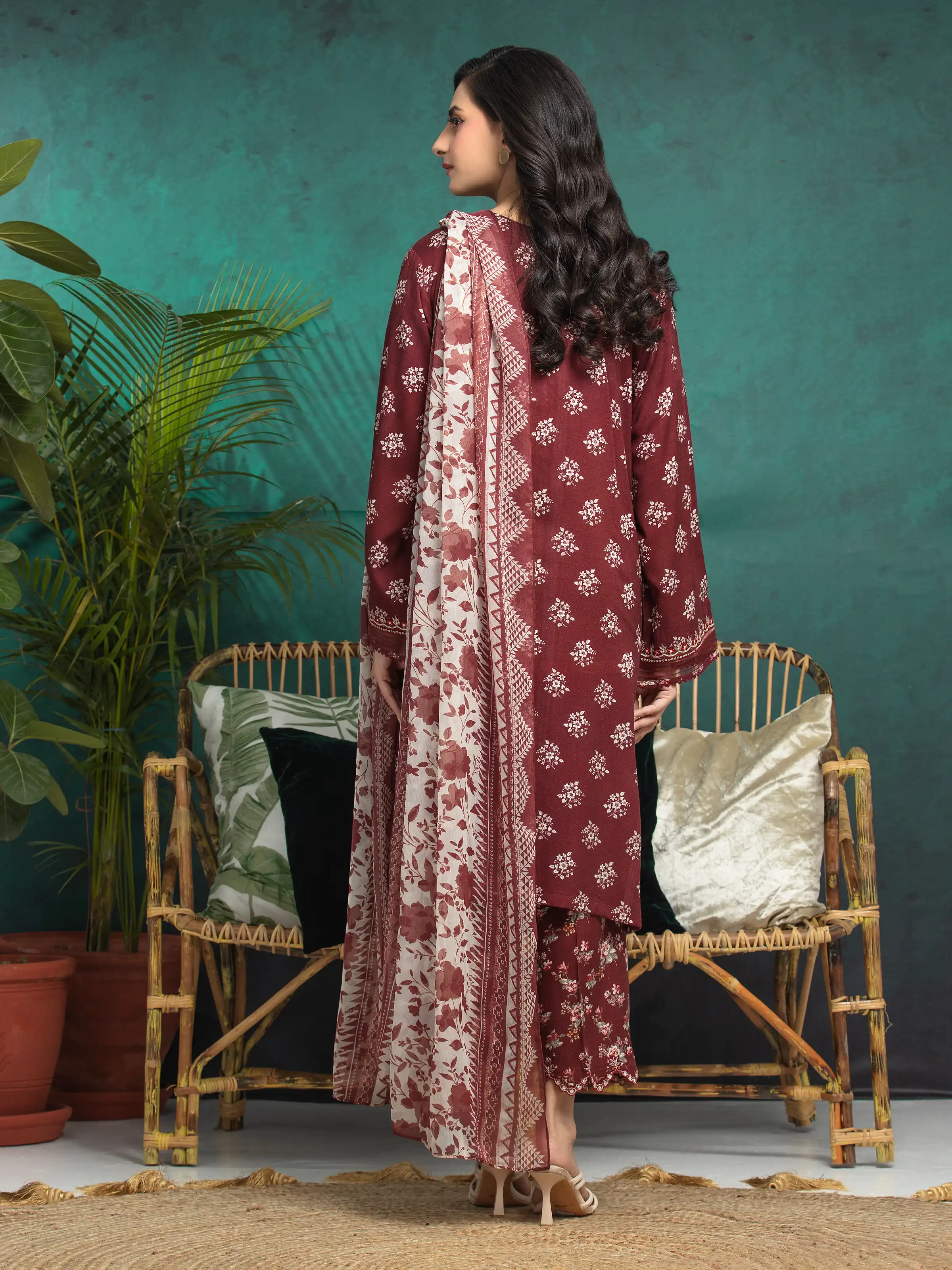 Unstitched Embroidered Raw Silk Suit - EWU24V16-30376-3P - Image 2