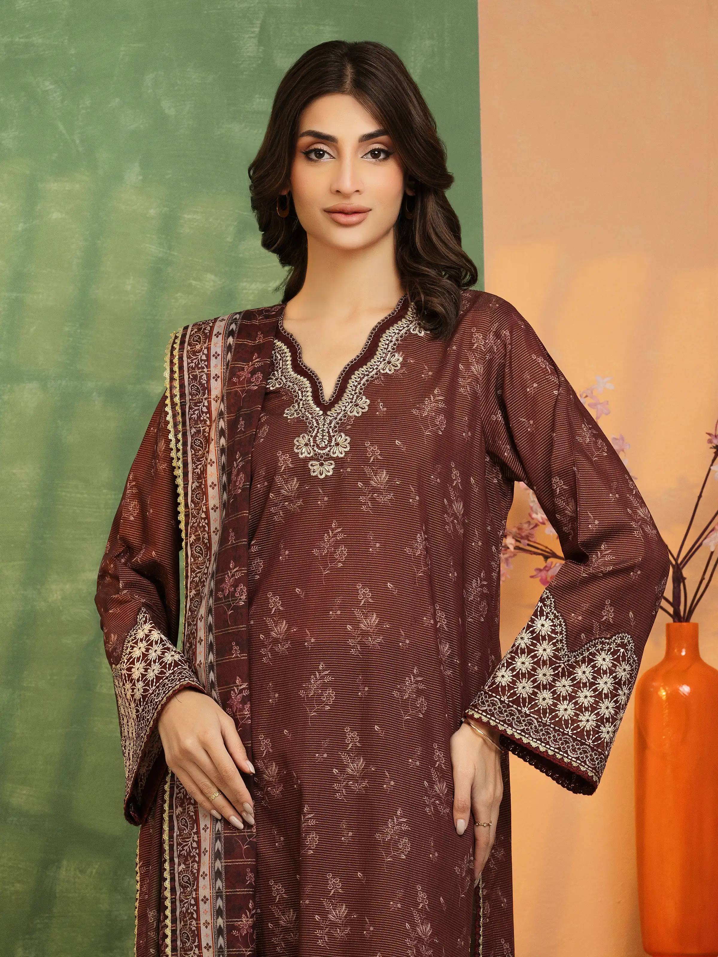 Unstitched Embroidered Lawn Suit - EWU5V1-31198-3P - Image 2