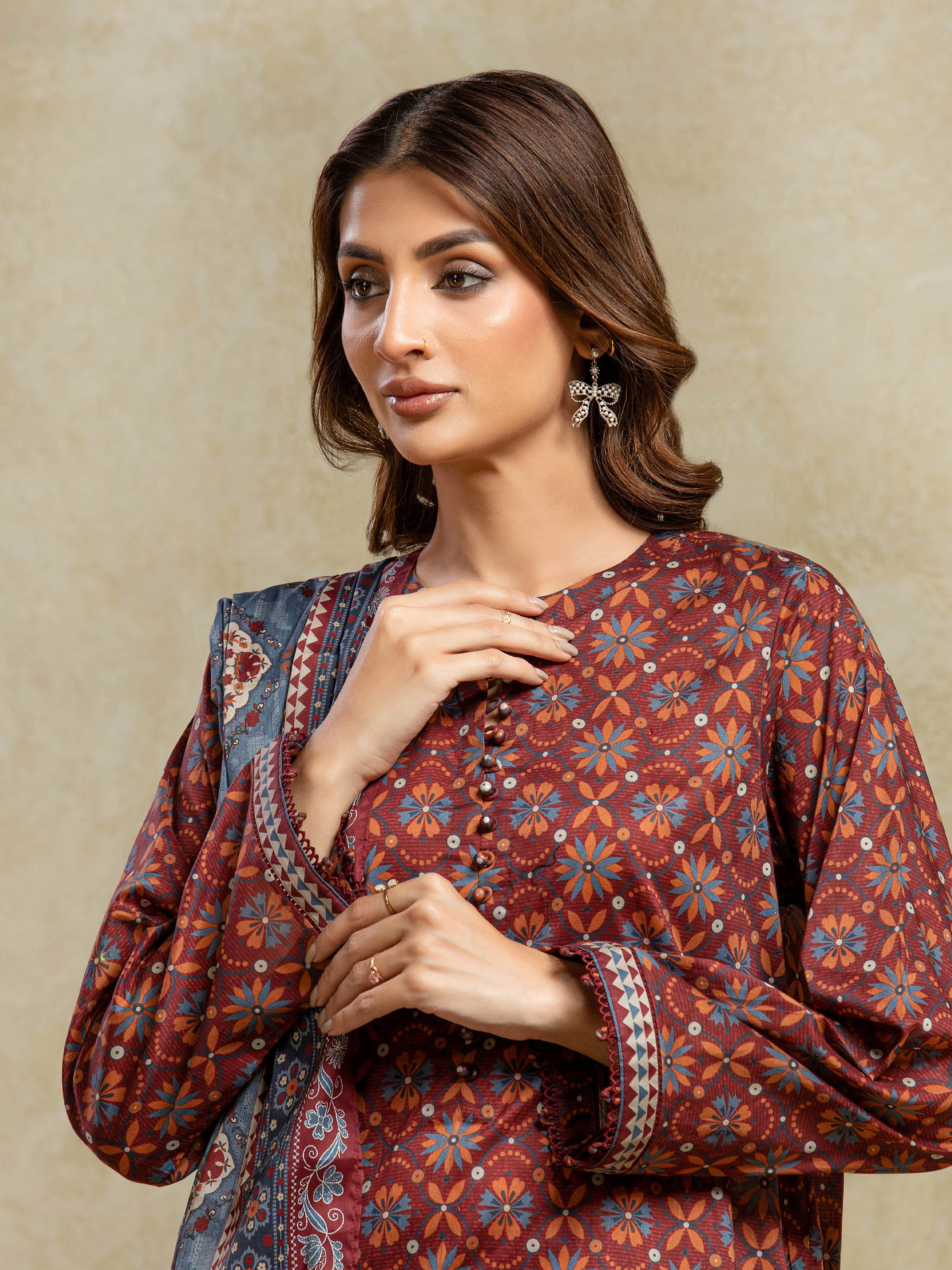 Unstitched Printed Khaddar Suit - EWU5A3-35989-3P - Image 2