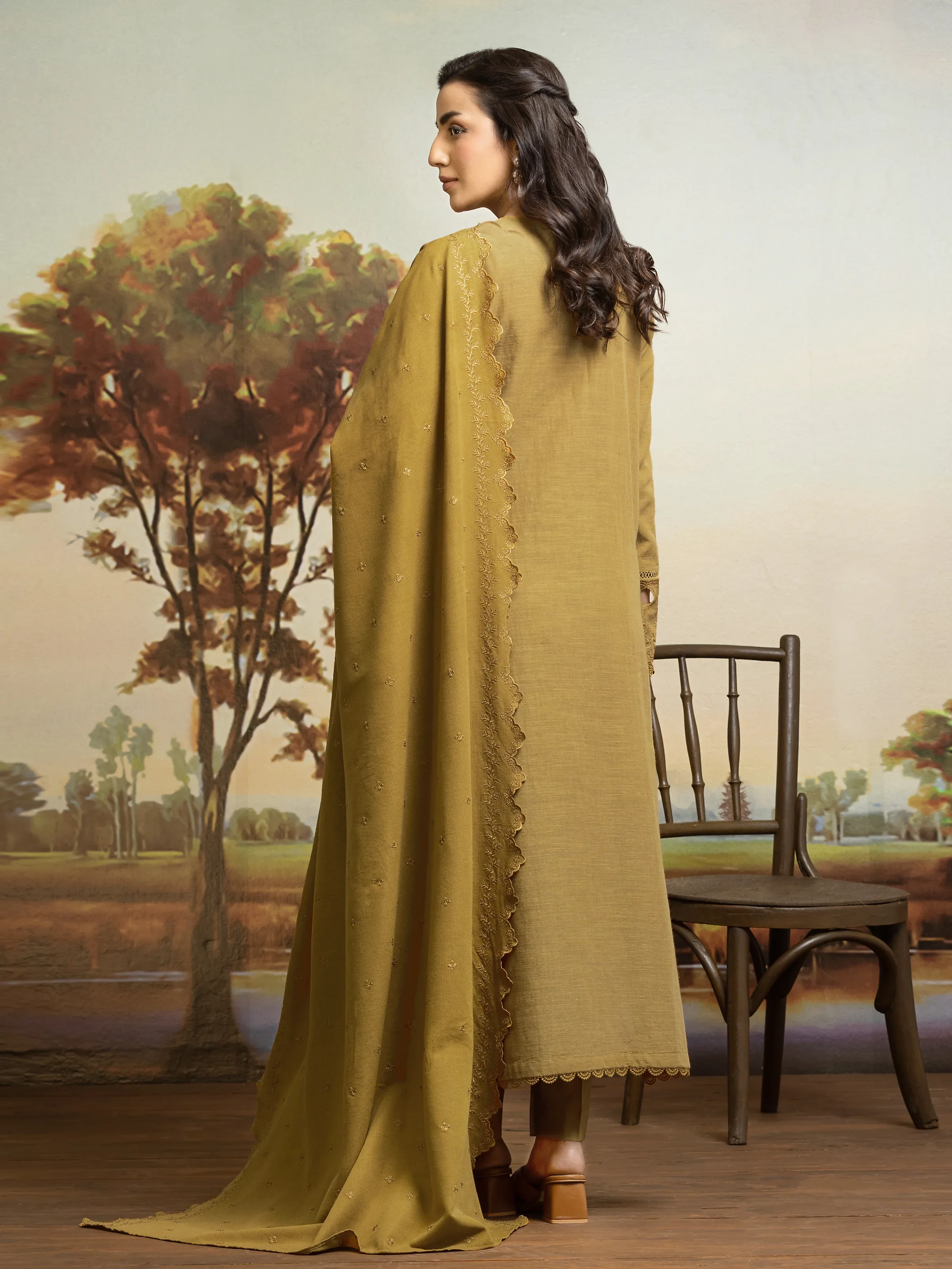 Unstitched Embroidered Khaddar Suit - EWU24V11-30302-3P - Image 2