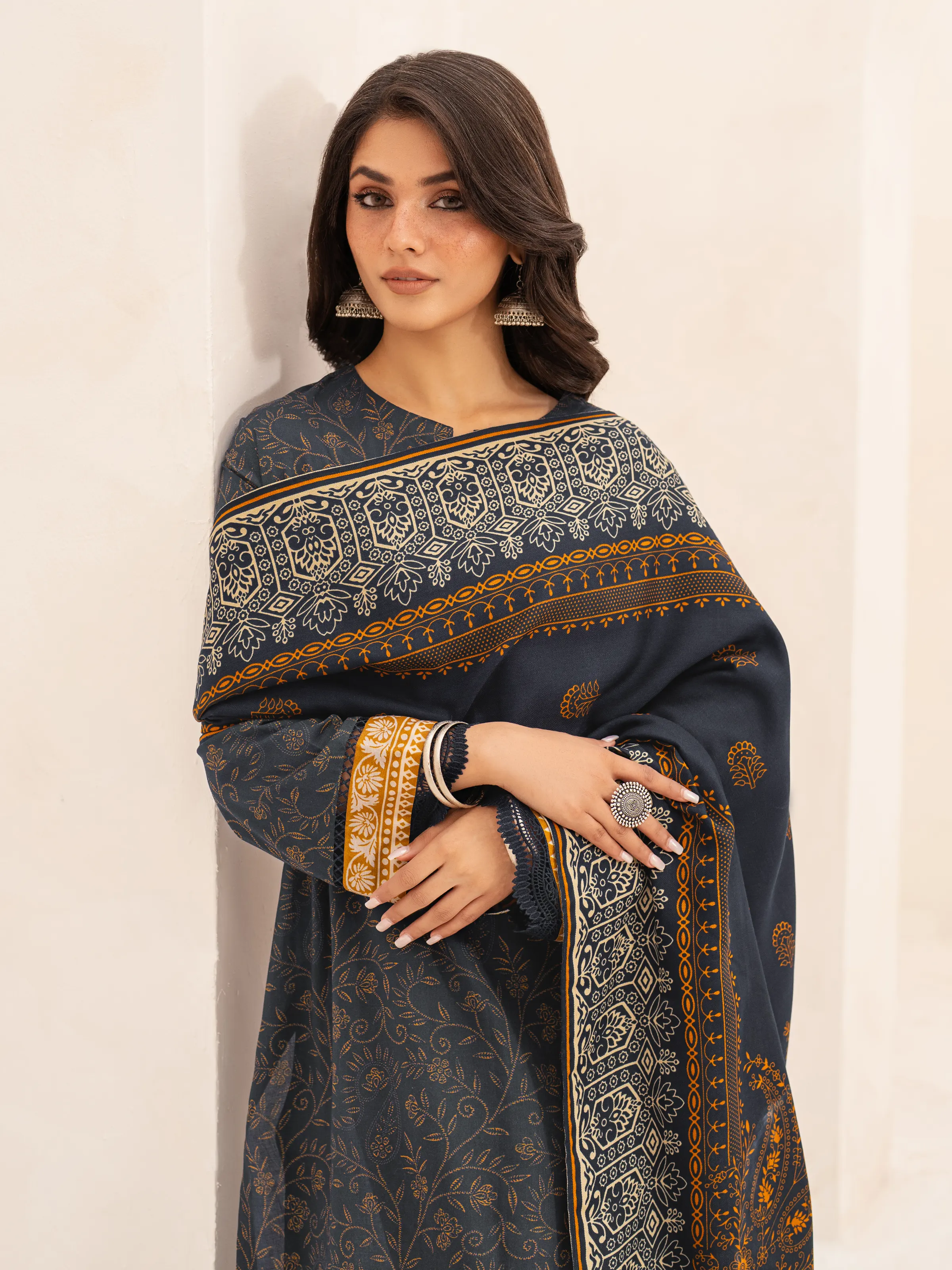 Unstitched Printed Khaddar Suit - EWU24M3-084 - Image 2