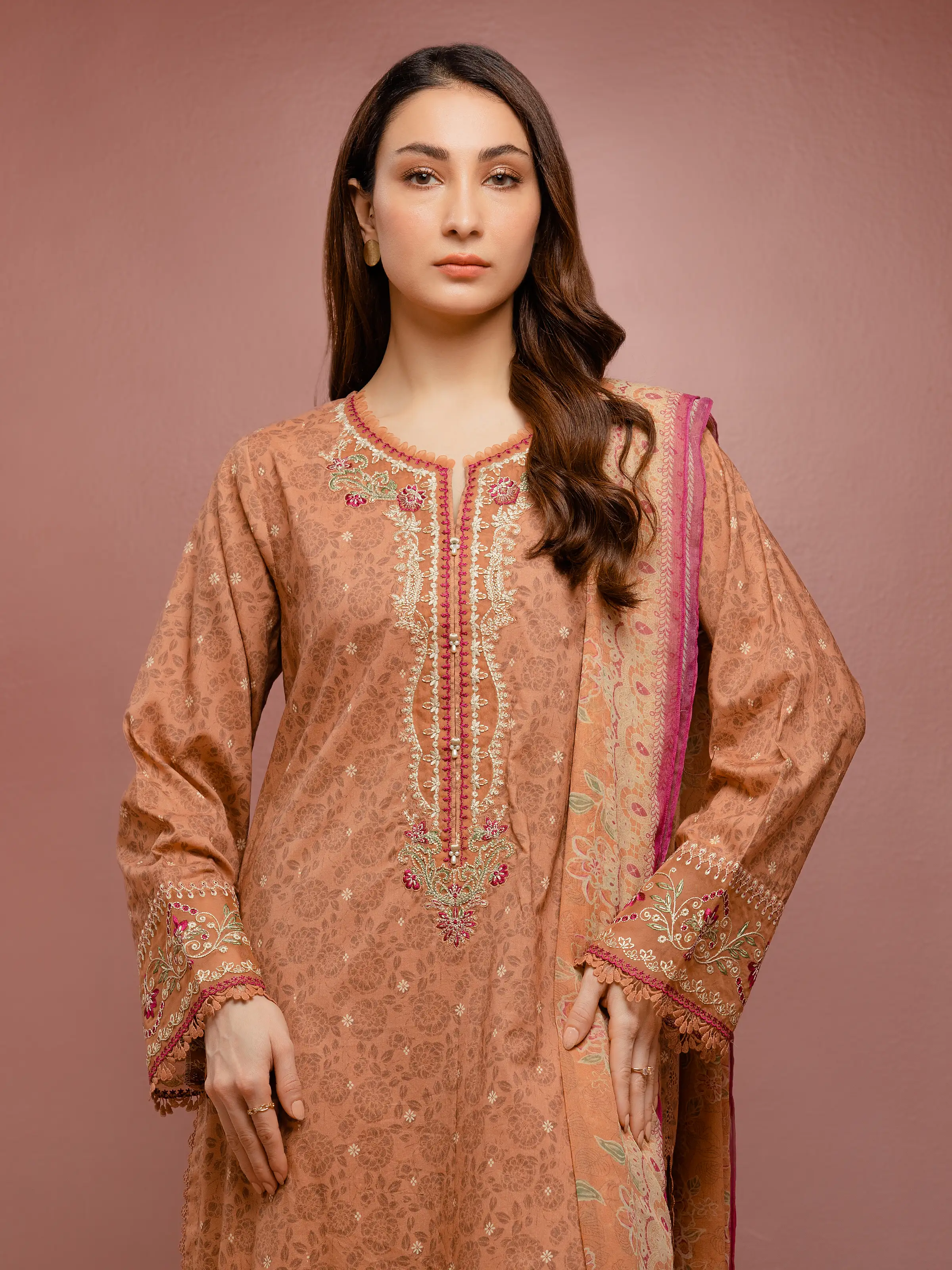 Unstitched Embroidered Cambric Suit - EWU5V2-31071-3P - Image 3