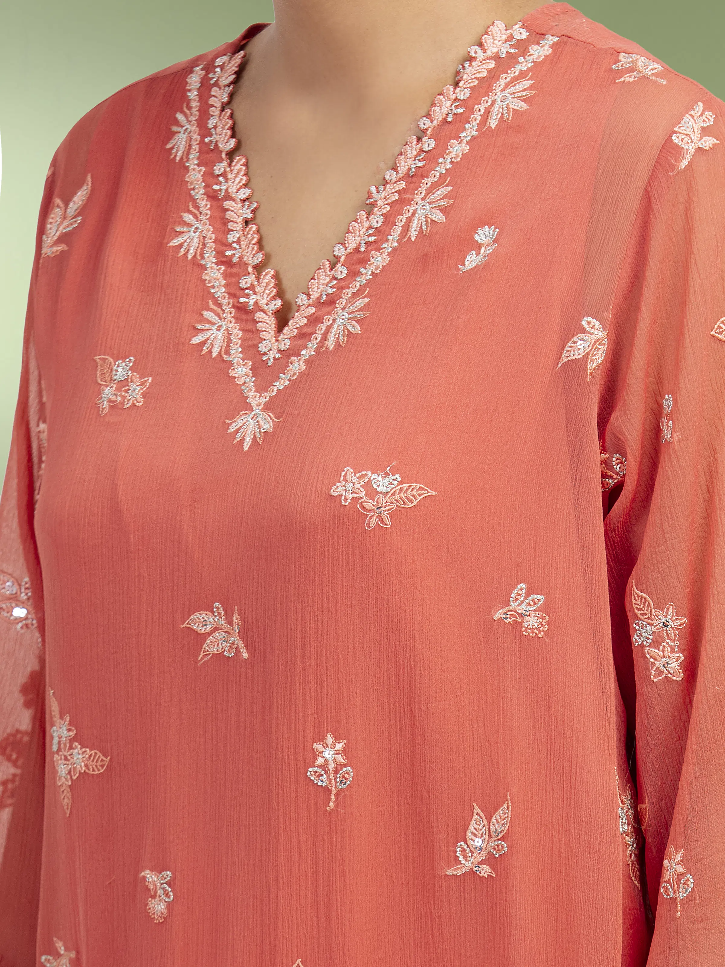 Unstitched Embroidered Chiffon Suit - EWU5V5-31308-3P - Image 2