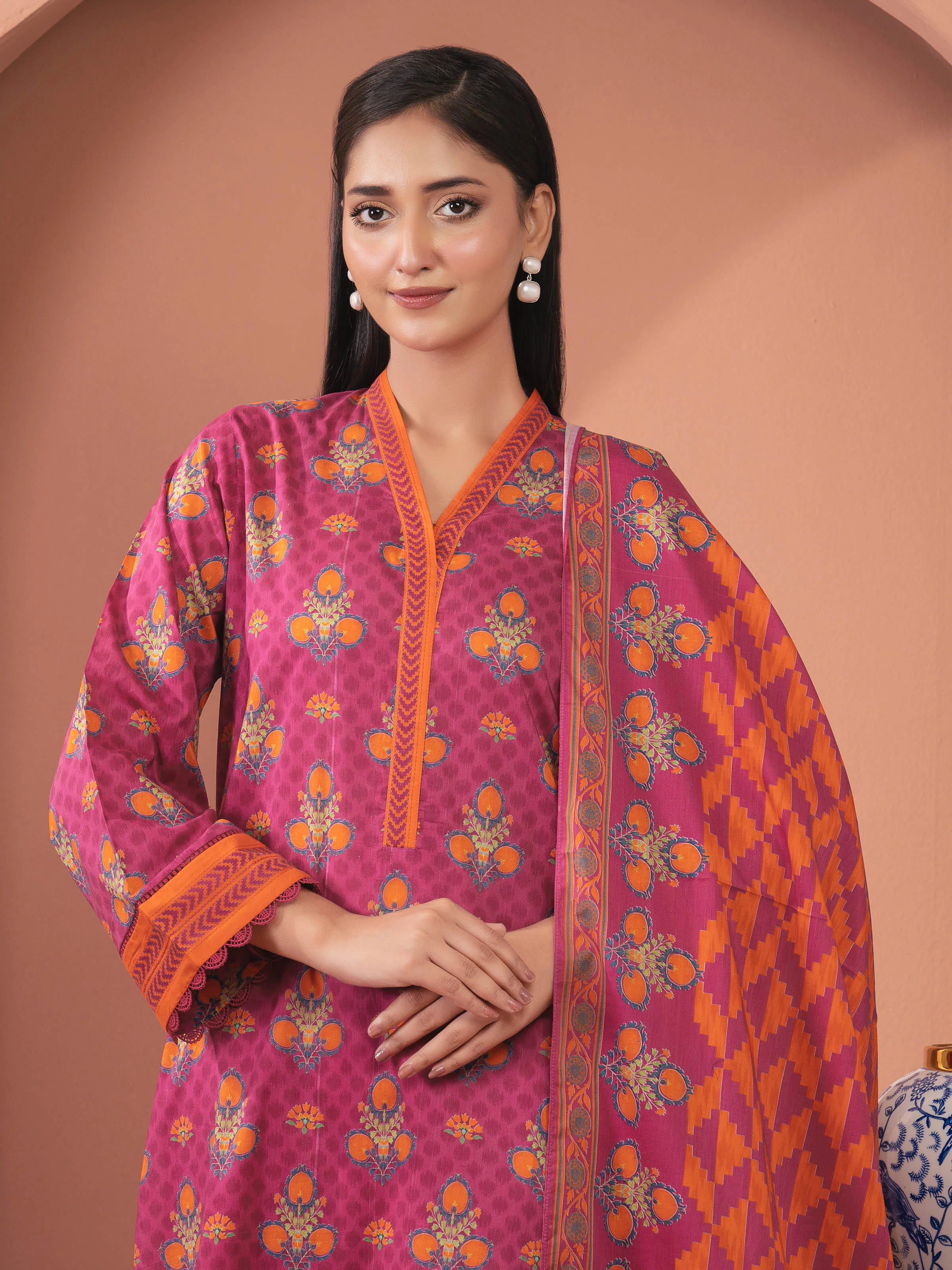 Unstitched Printed Lawn Suit - EWU5A1-35665-3P - Image 3