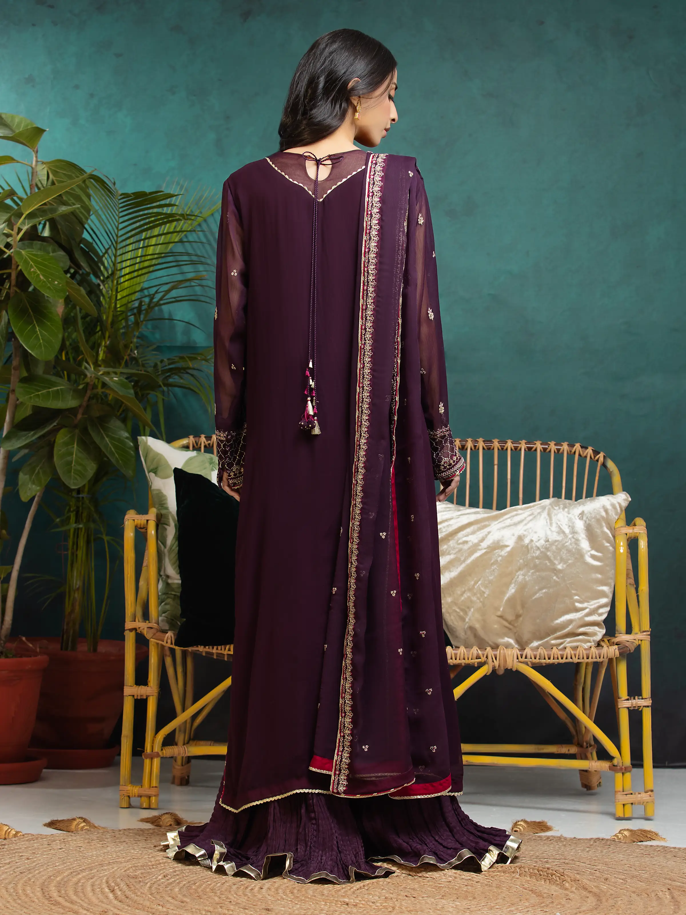 Unstitched Embroidered Chiffon Suit - EWU24V5-30328-3P - Image 2