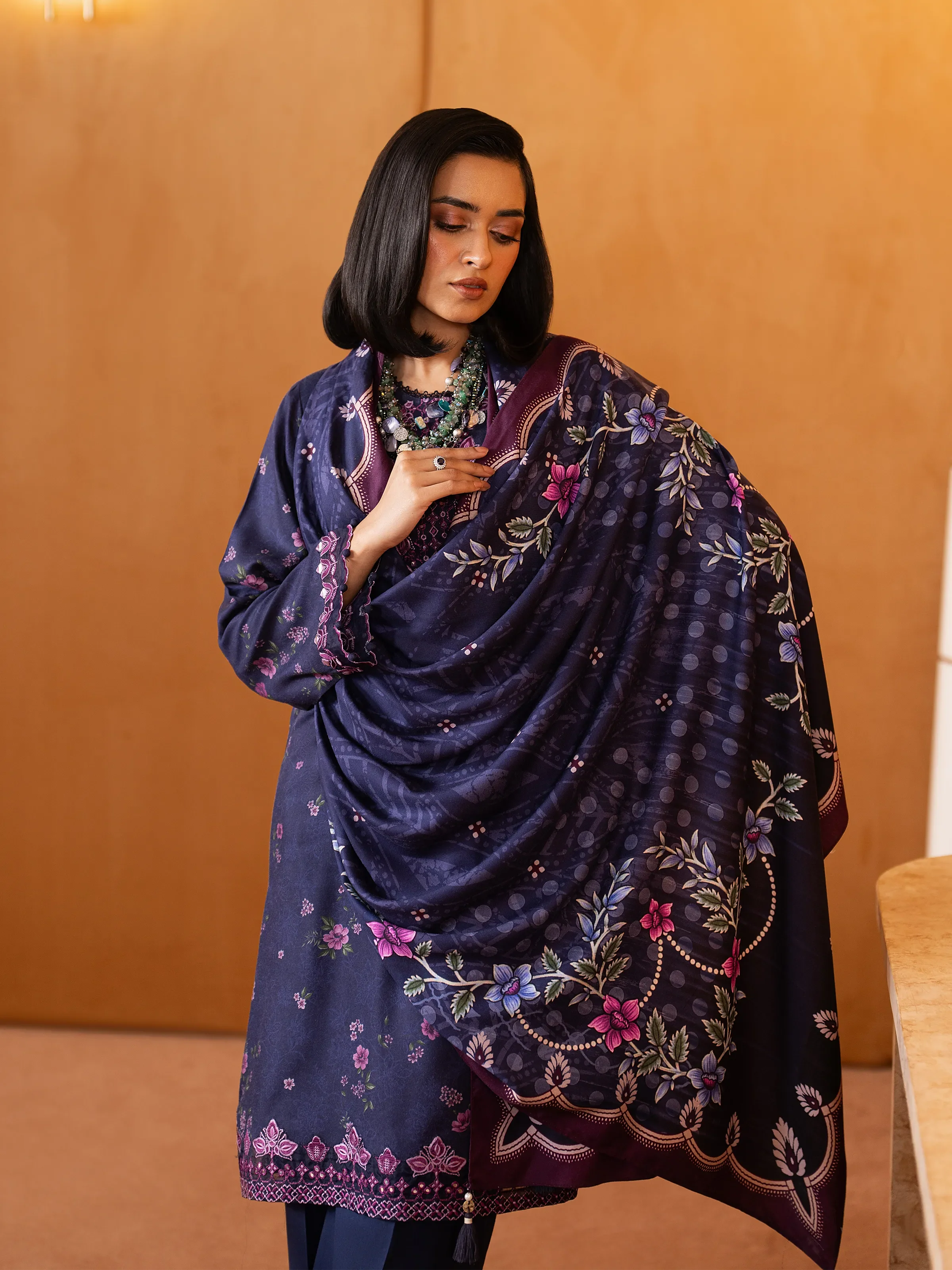 Unstitched Embroidered Twill Viscose Suit - EWU5V20-32081-3P - Image 2