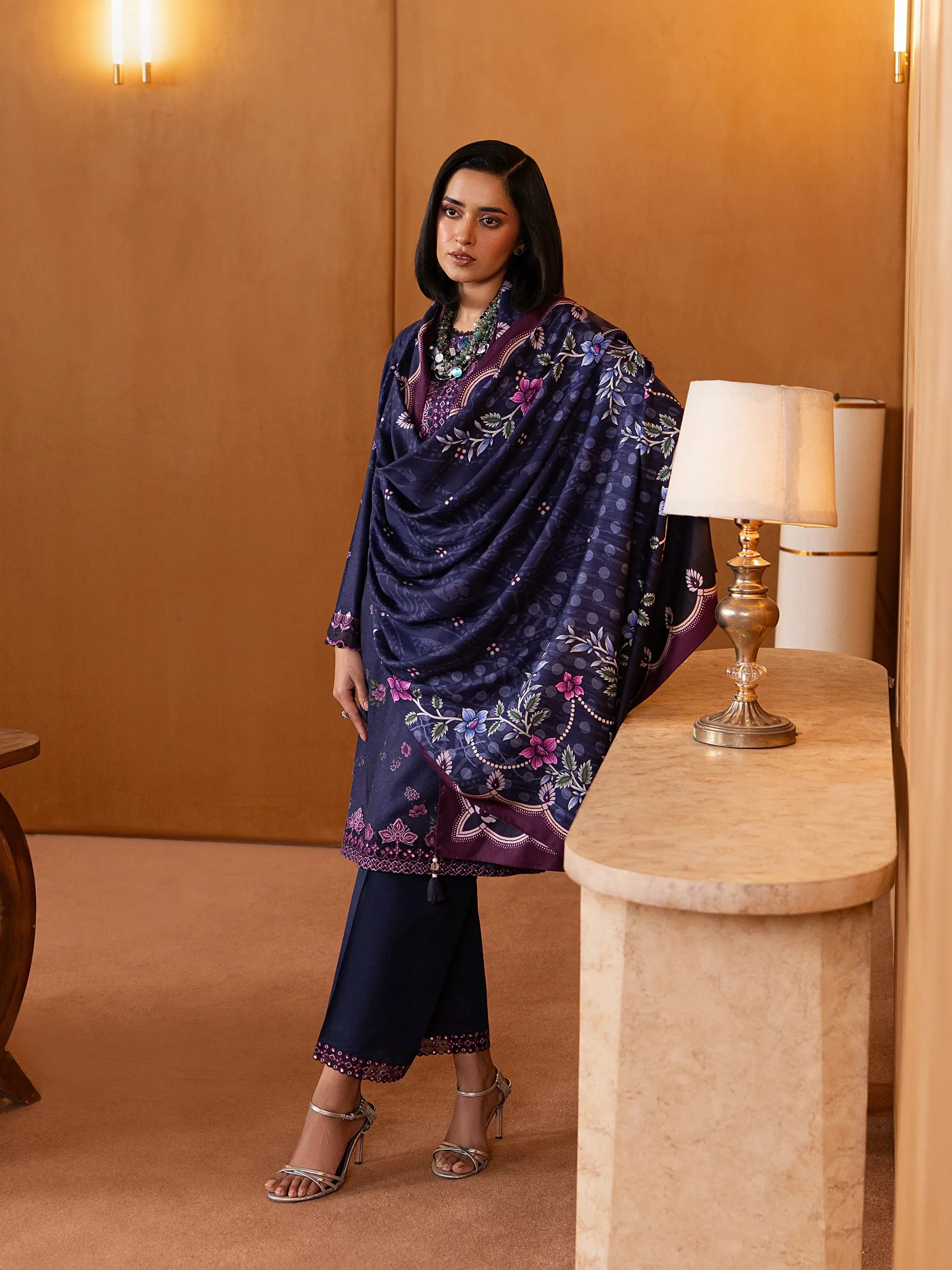 Unstitched Embroidered Twill Viscose Suit - EWU5V20-32081-3P - Image 4