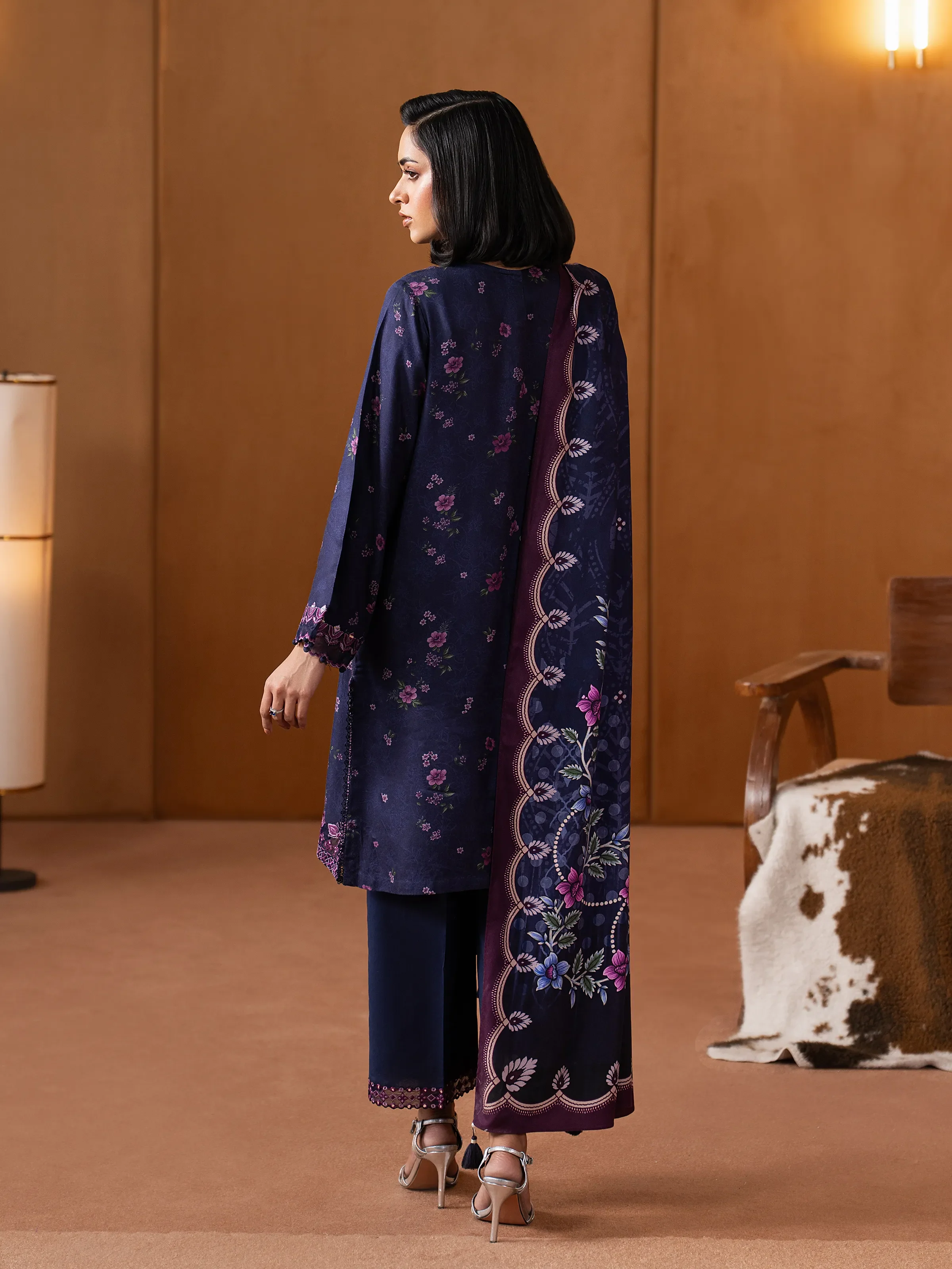 Unstitched Embroidered Twill Viscose Suit - EWU5V20-32081-3P - Image 6