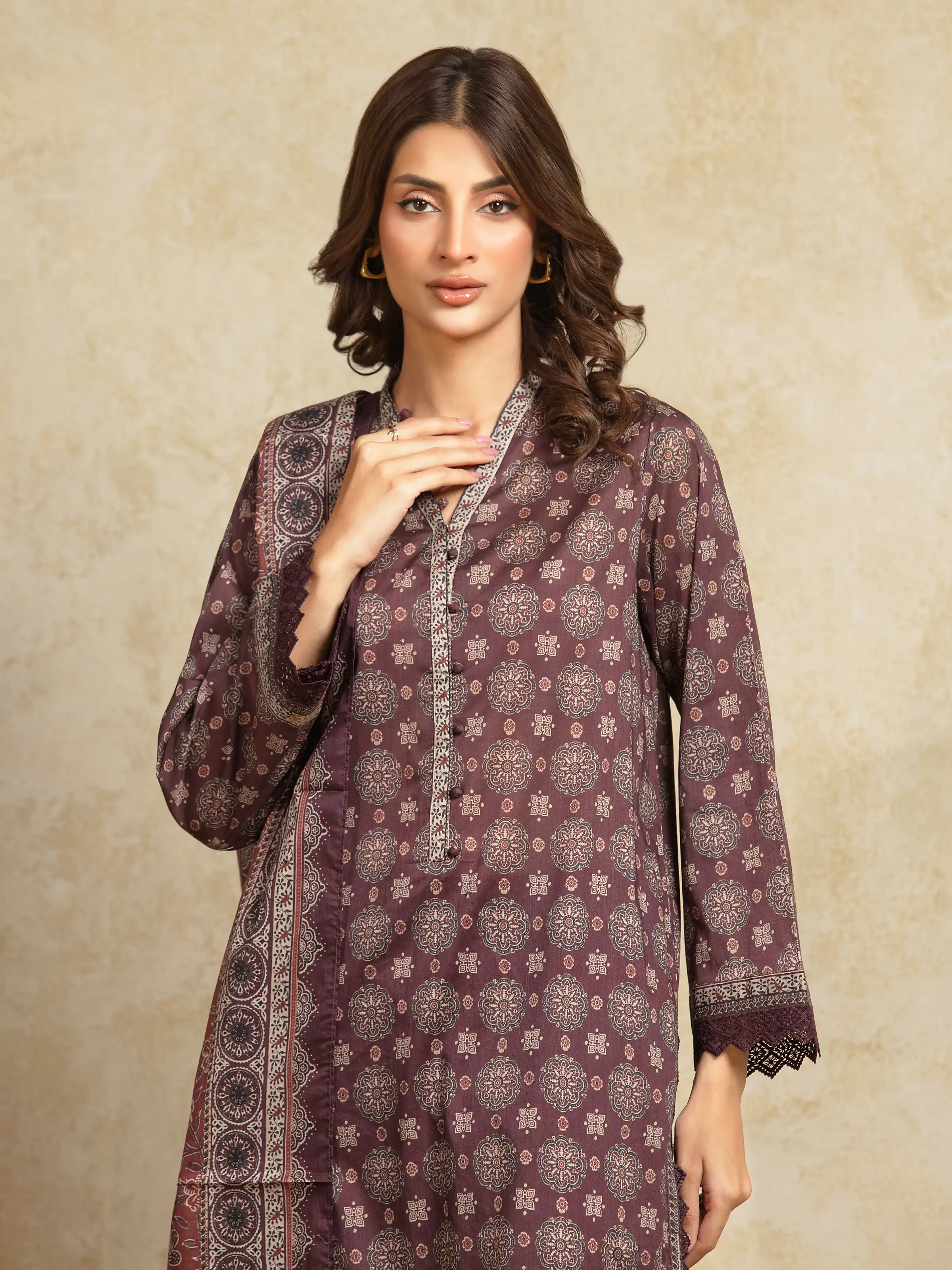 Unstitched Printed Khaddar Suit - EWU5A3-35939-3P - Image 2