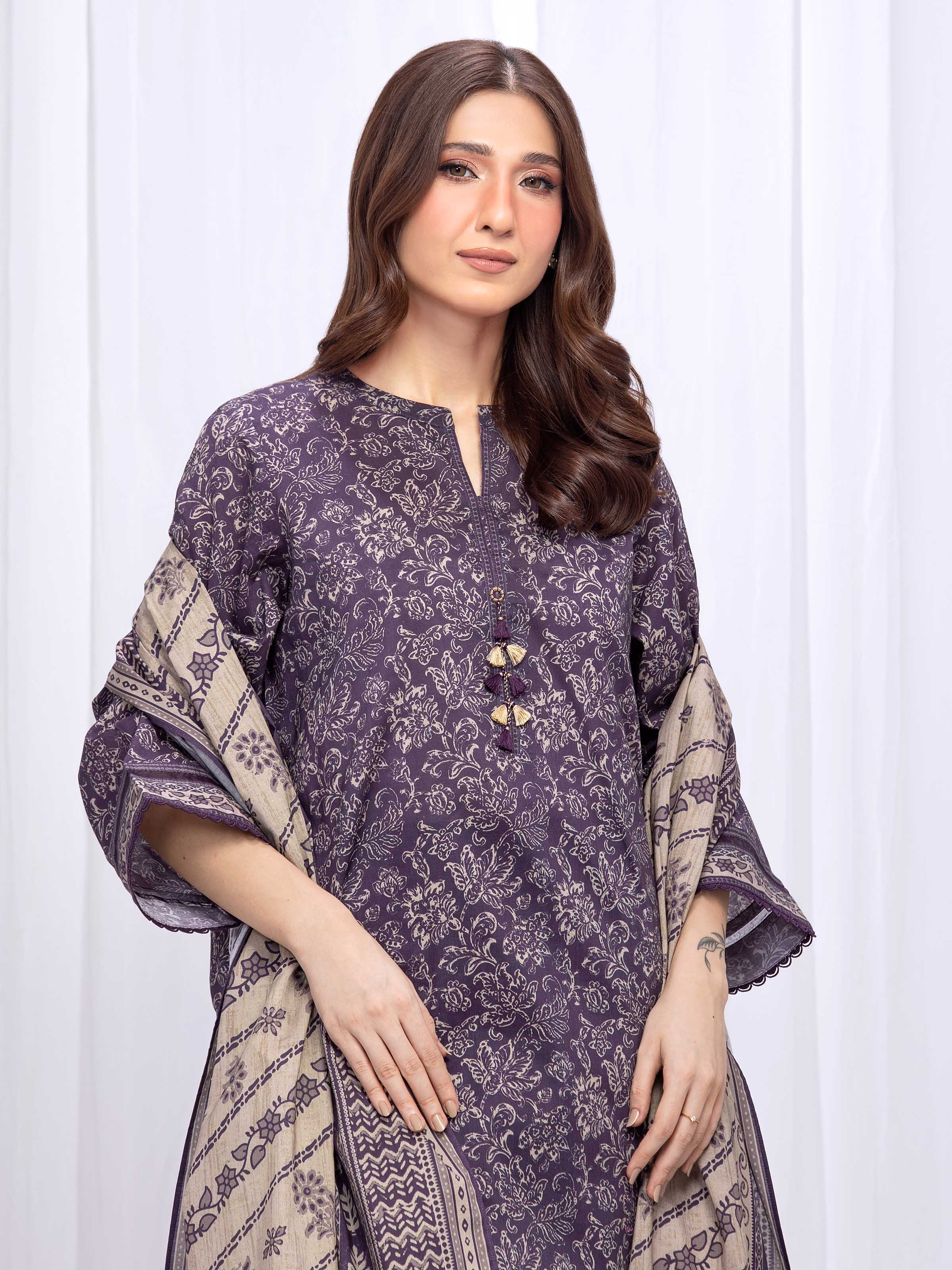 Unstitched Printed Khaddar Suit - EWU5A3-36004-3P - Image 2
