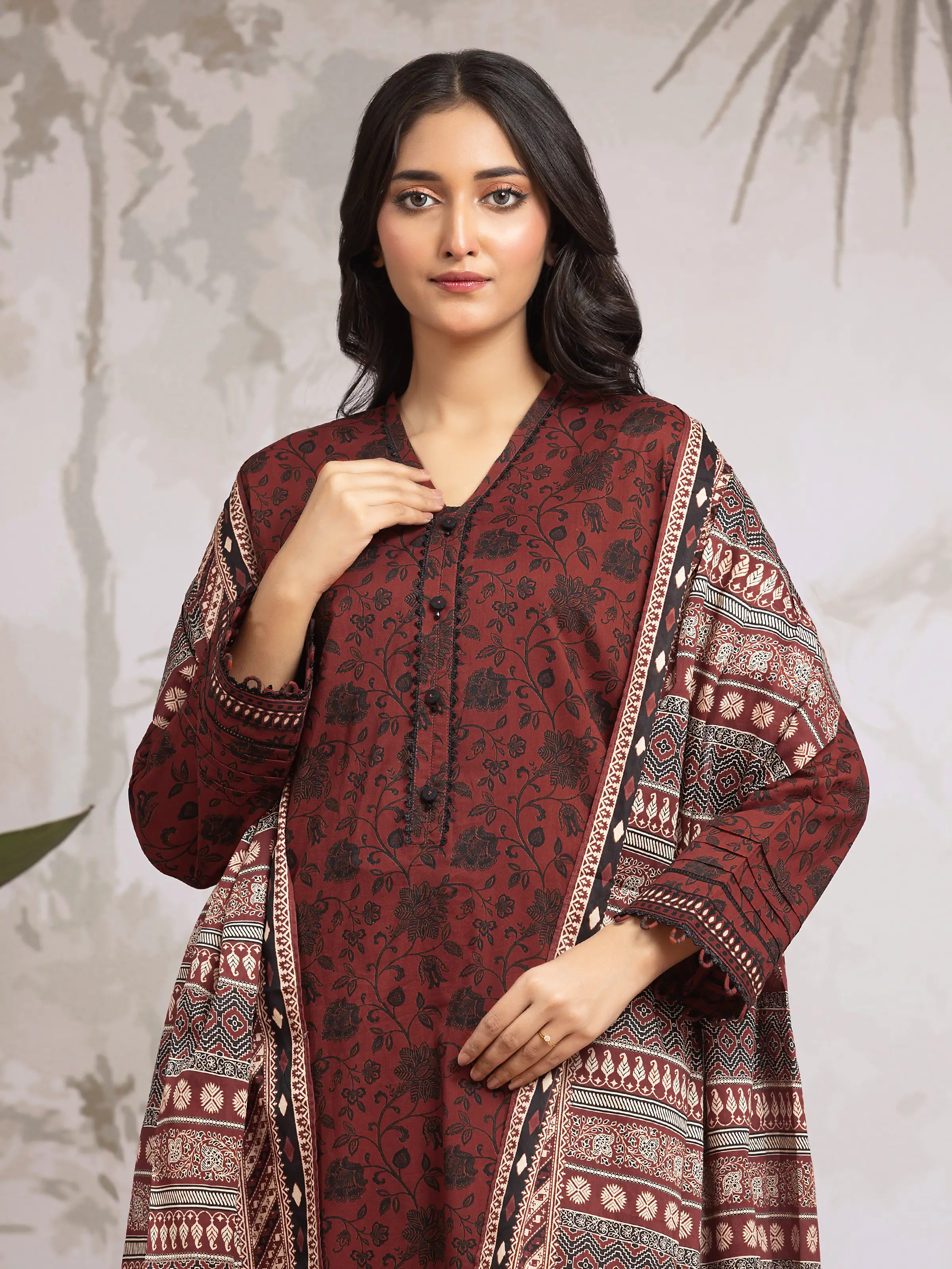 Unstitched Printed Khaddar Suit - EWU24A3-29611-3P - Image 3