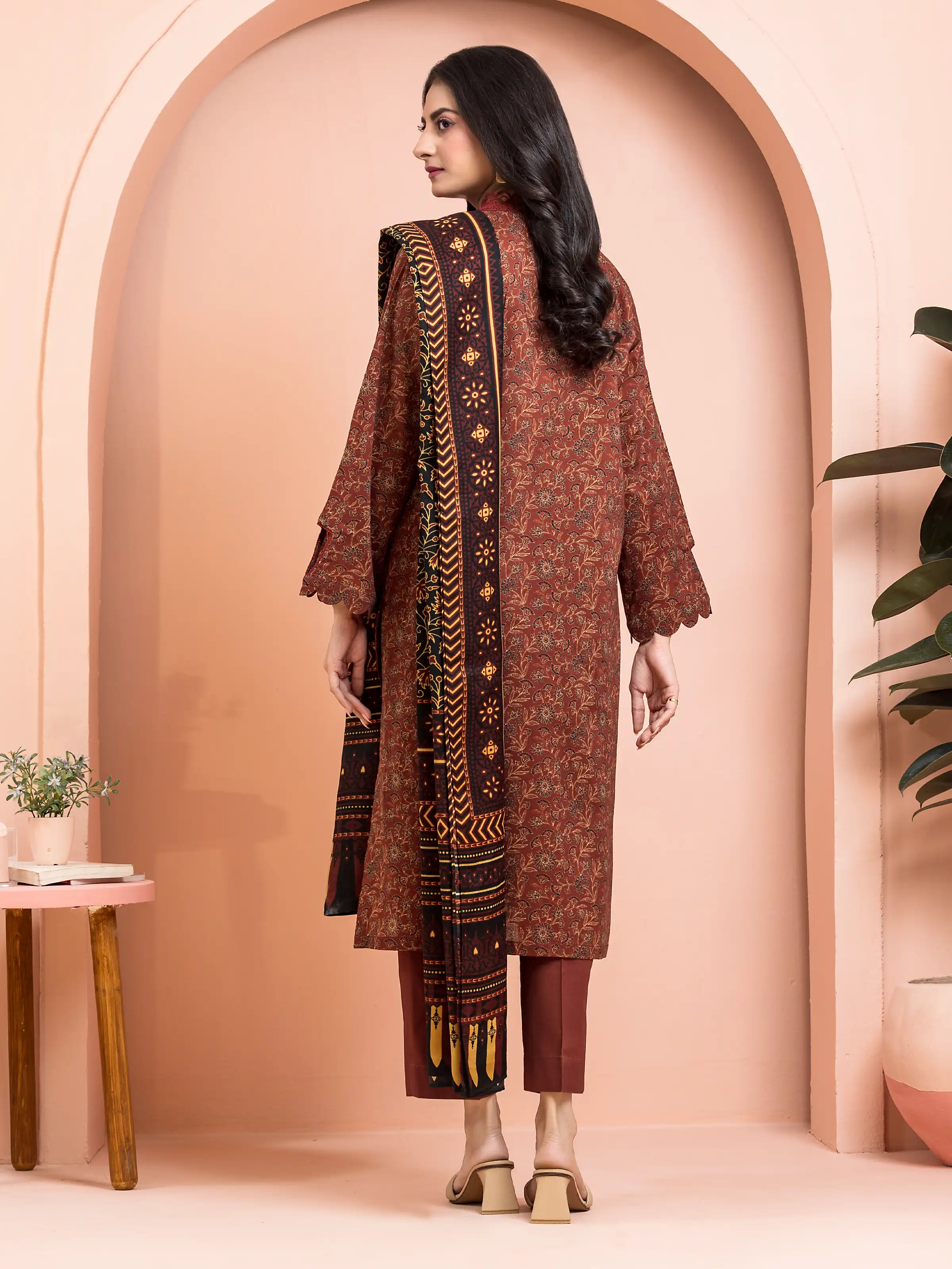Unstitched Printed Khaddar Suit - EWU24M3-100 - Image 2