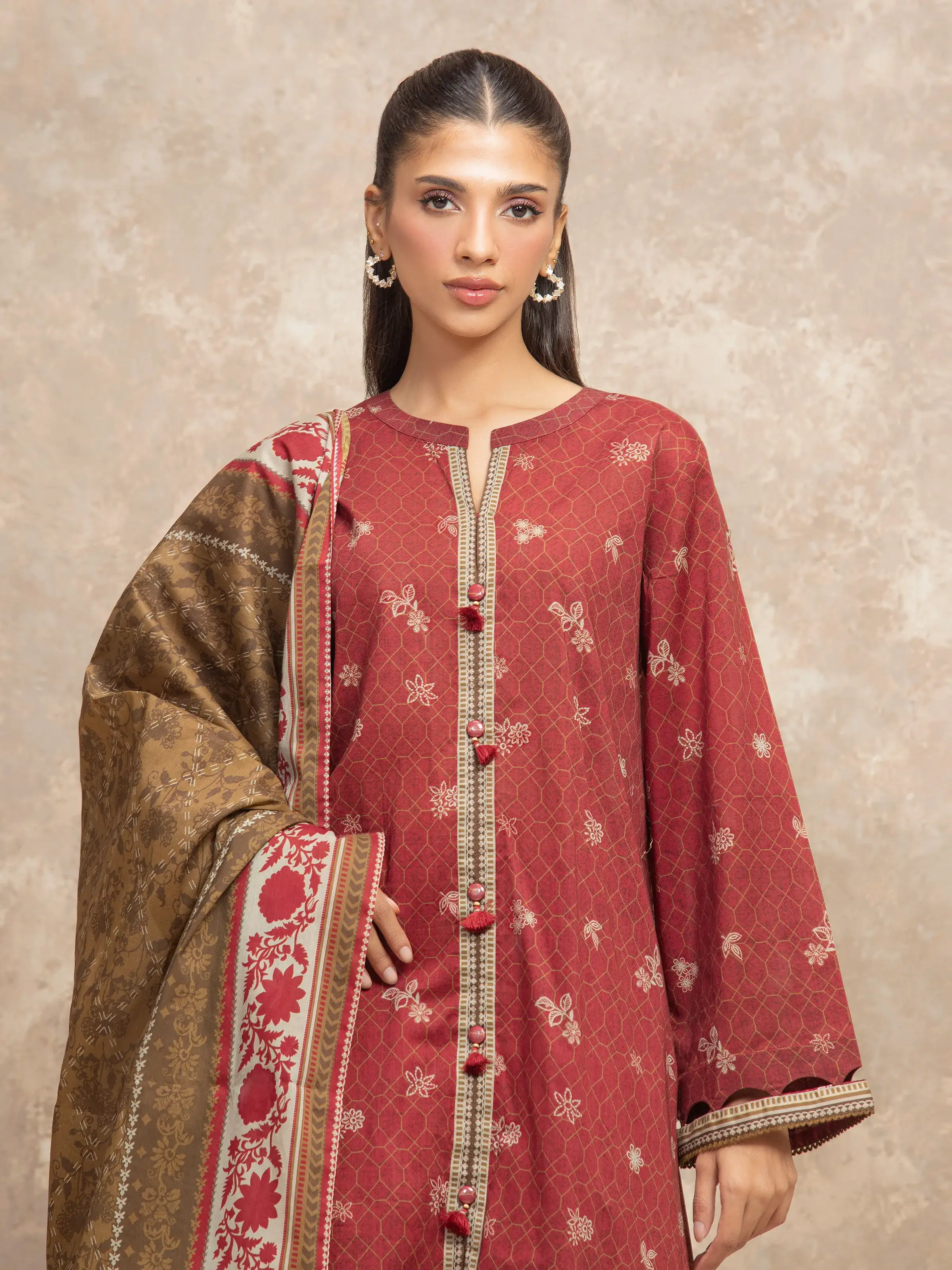 Unstitched Printed Khaddar Suit - EWU5A3-36012-3P - Image 2