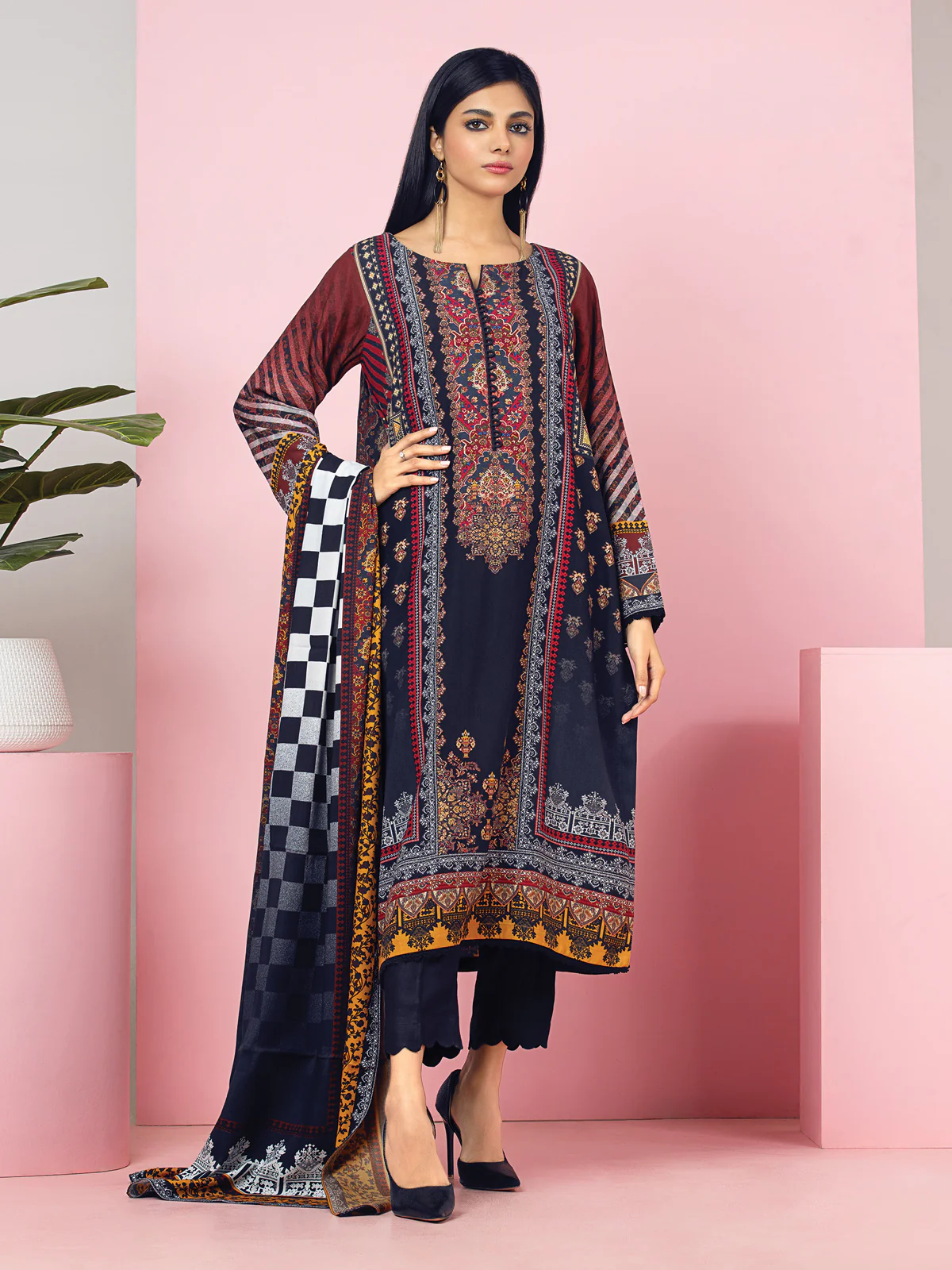 Unstitched Printed Viscose Shirt Dupatta - EWU22A4-24019SD