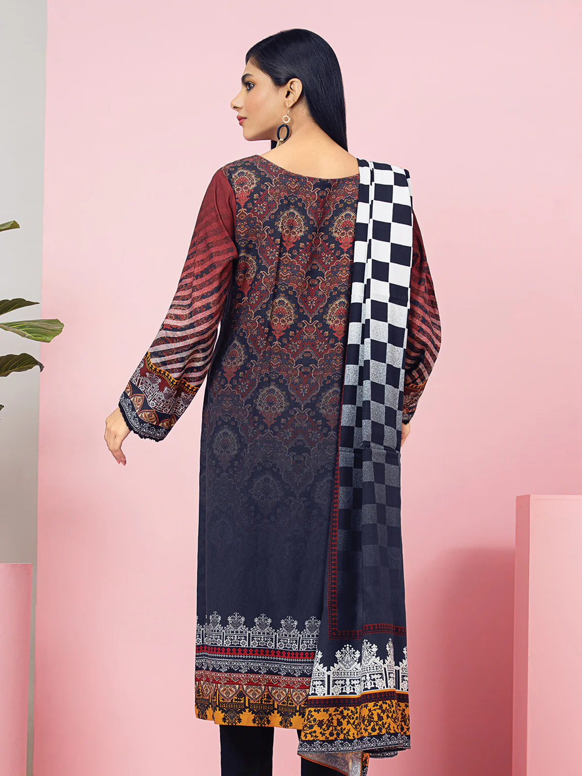 Unstitched Printed Viscose Shirt Dupatta - EWU22A4-24019SD - Image 2