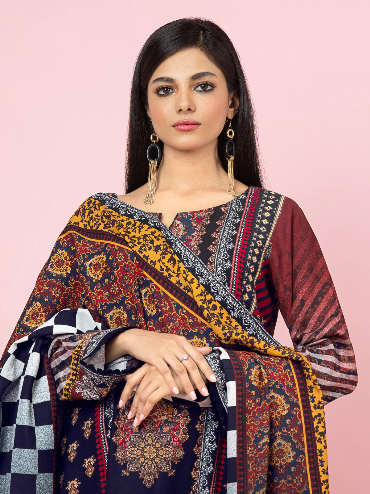 Unstitched Printed Viscose Shirt Dupatta - EWU22A4-24019SD - Image 4