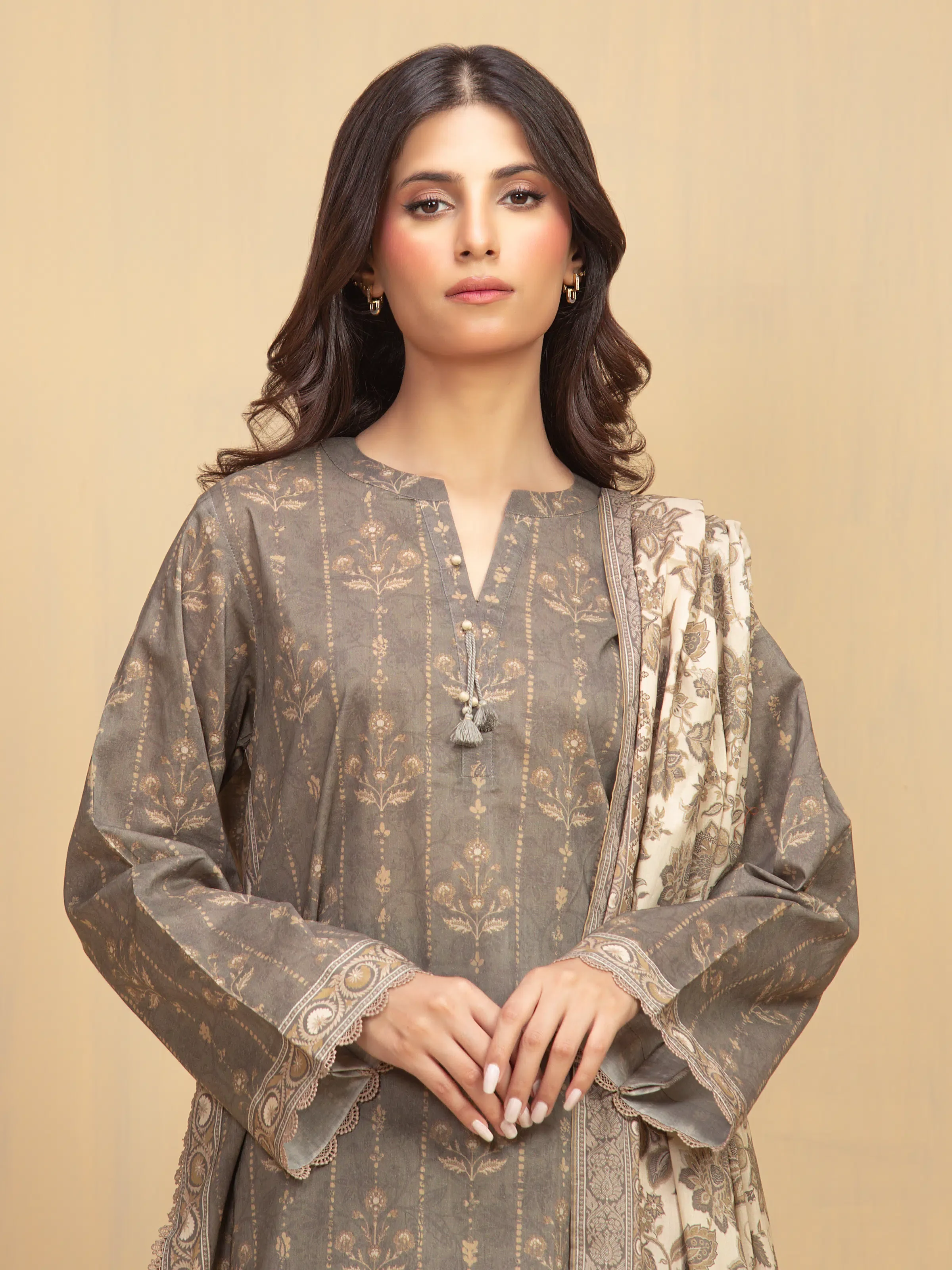 Unstitched Printed Khaddar Suit - EWU5A3-36008-3P - Image 2