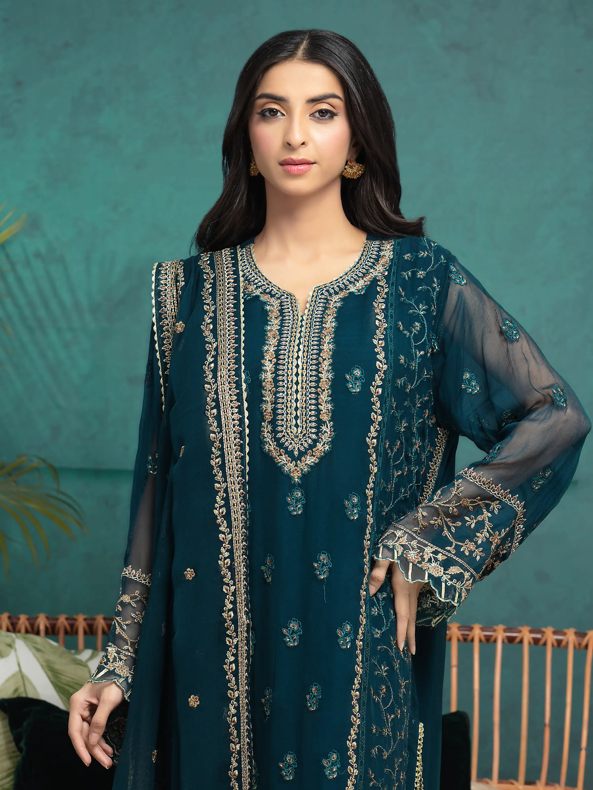 Unstitched Embroidered Chiffon Suit - EWU24V5-30322-3P - Image 3