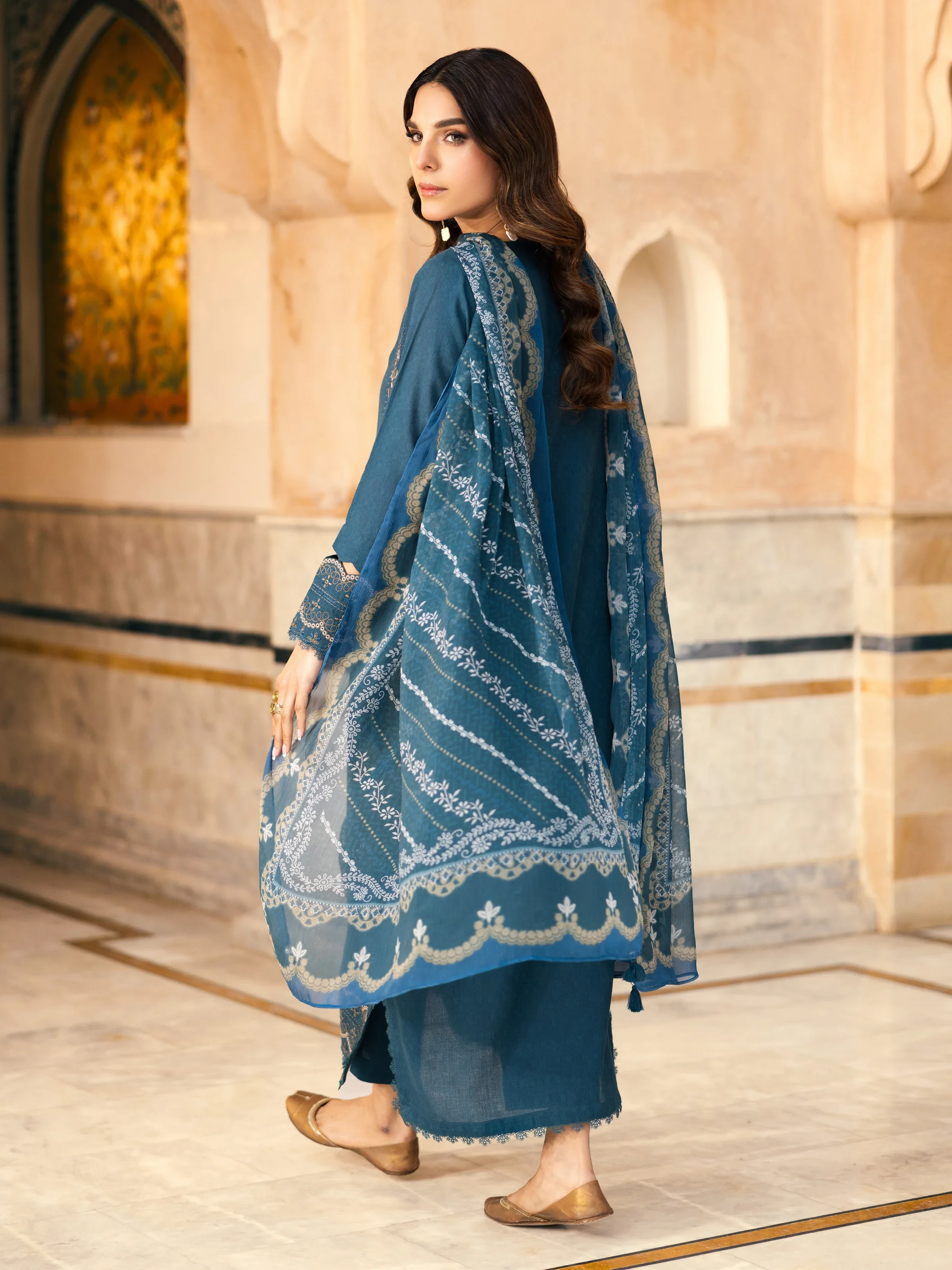 Unstitched Embroidered Dobby Suit - EWU5V7-30264-3P - Image 5