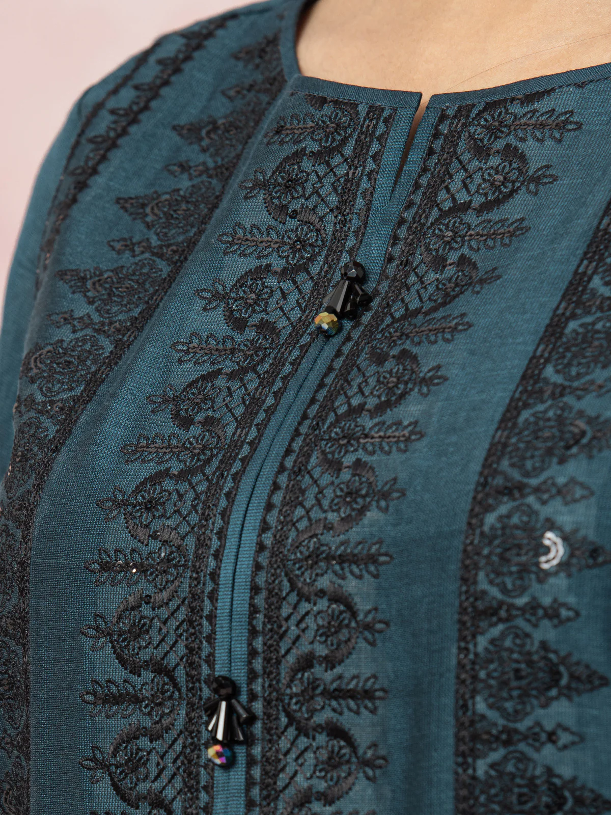Unstitched Embroidered Net Shirt Trouser - EWU22V15-25080ST - Image 3
