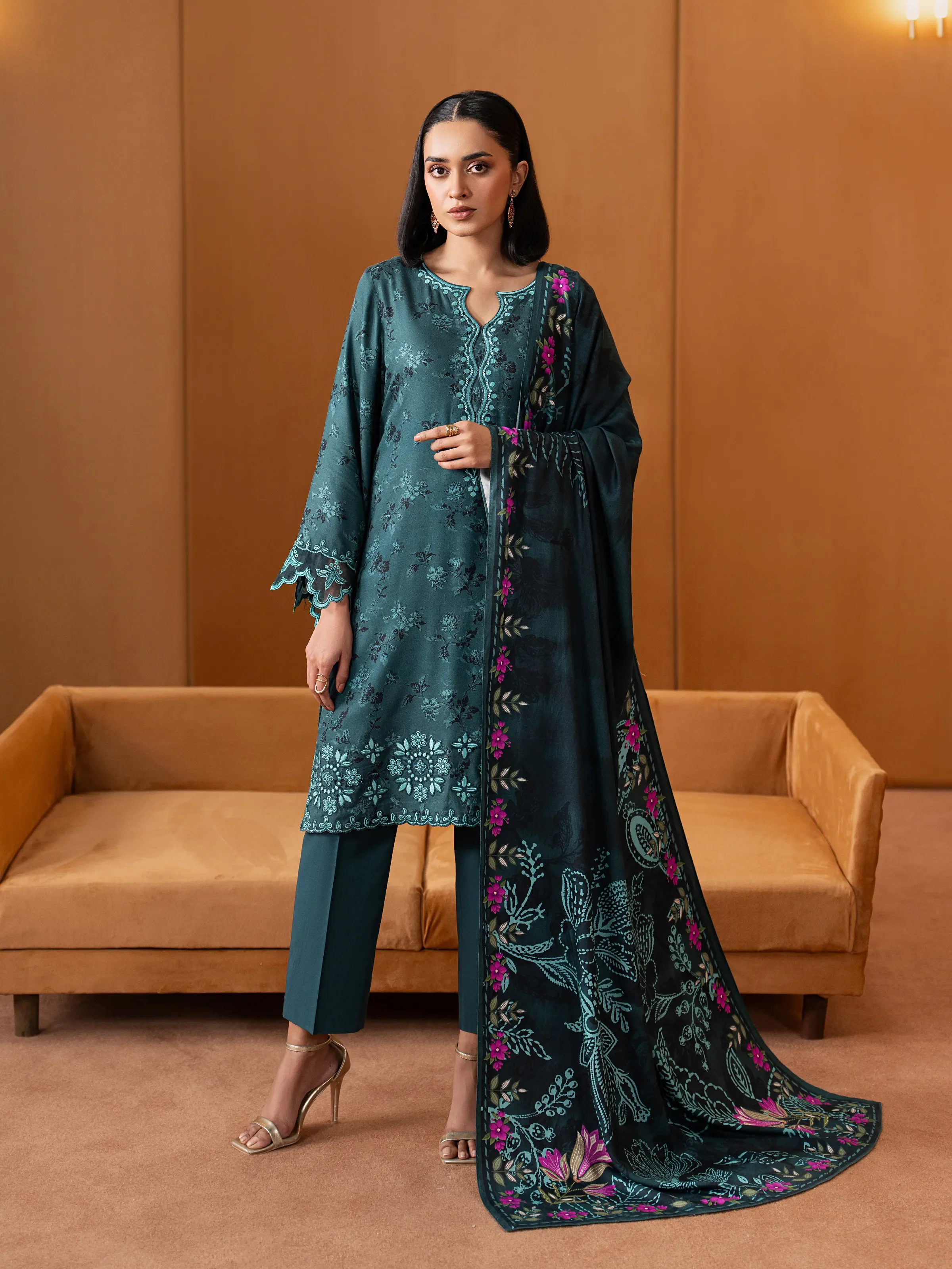 Unstitched Embroidered Twill Viscose Suit - EWU5V20-32084-3P