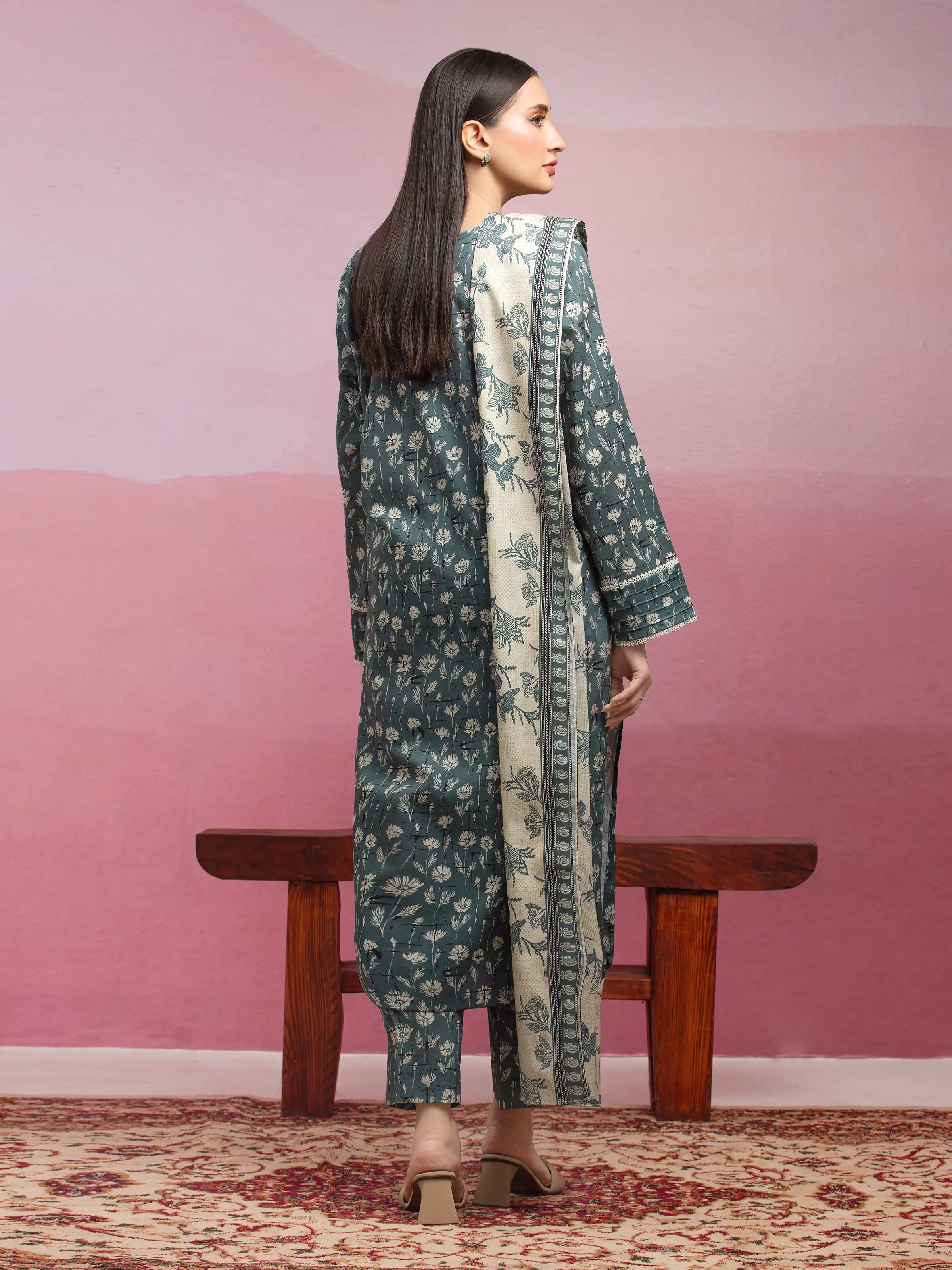 Unstitched Printed Lawn Suit - EWU5A1-35054-3P - Image 2