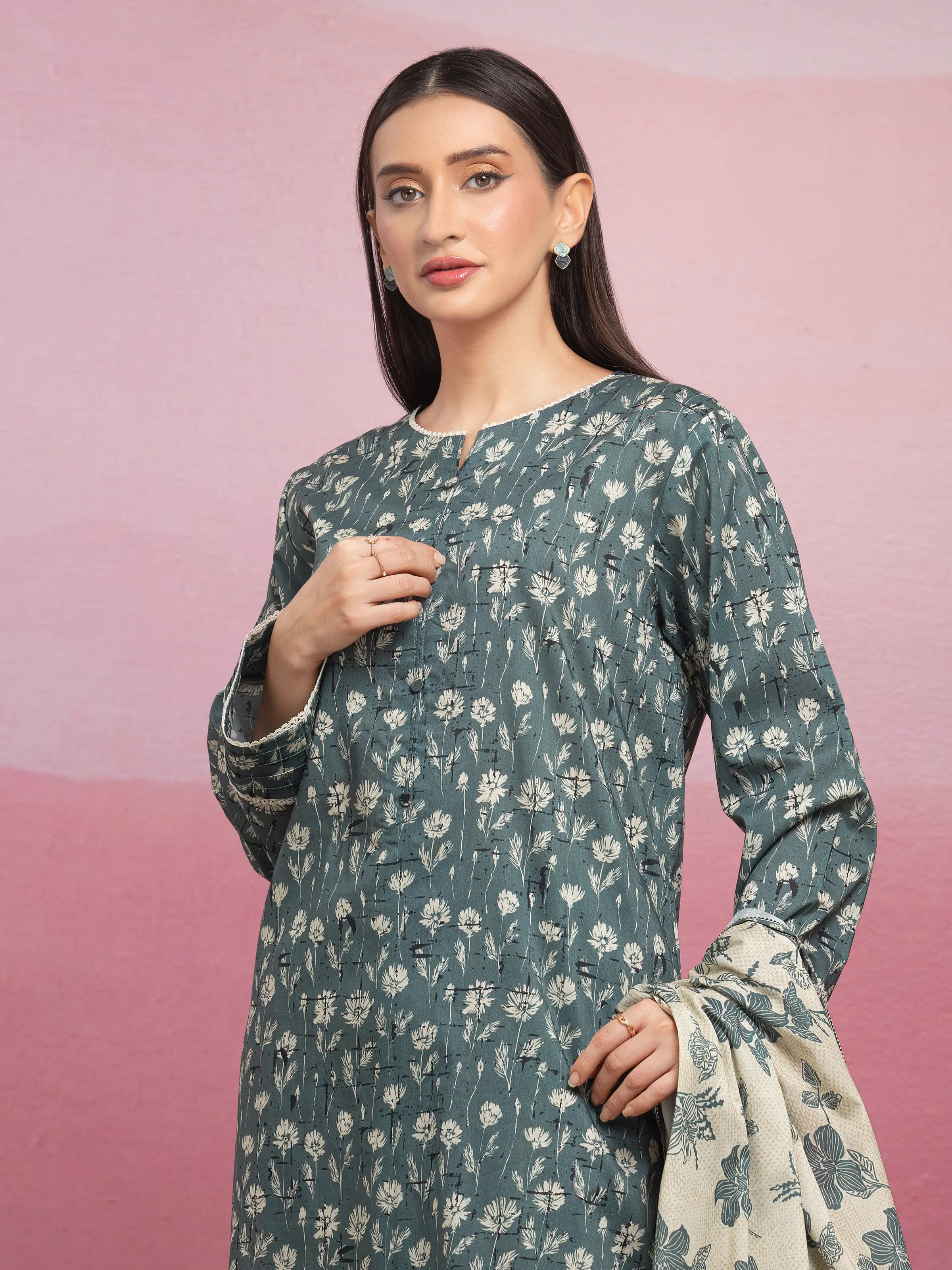 Unstitched Printed Lawn Suit - EWU5A1-35054-3P - Image 3
