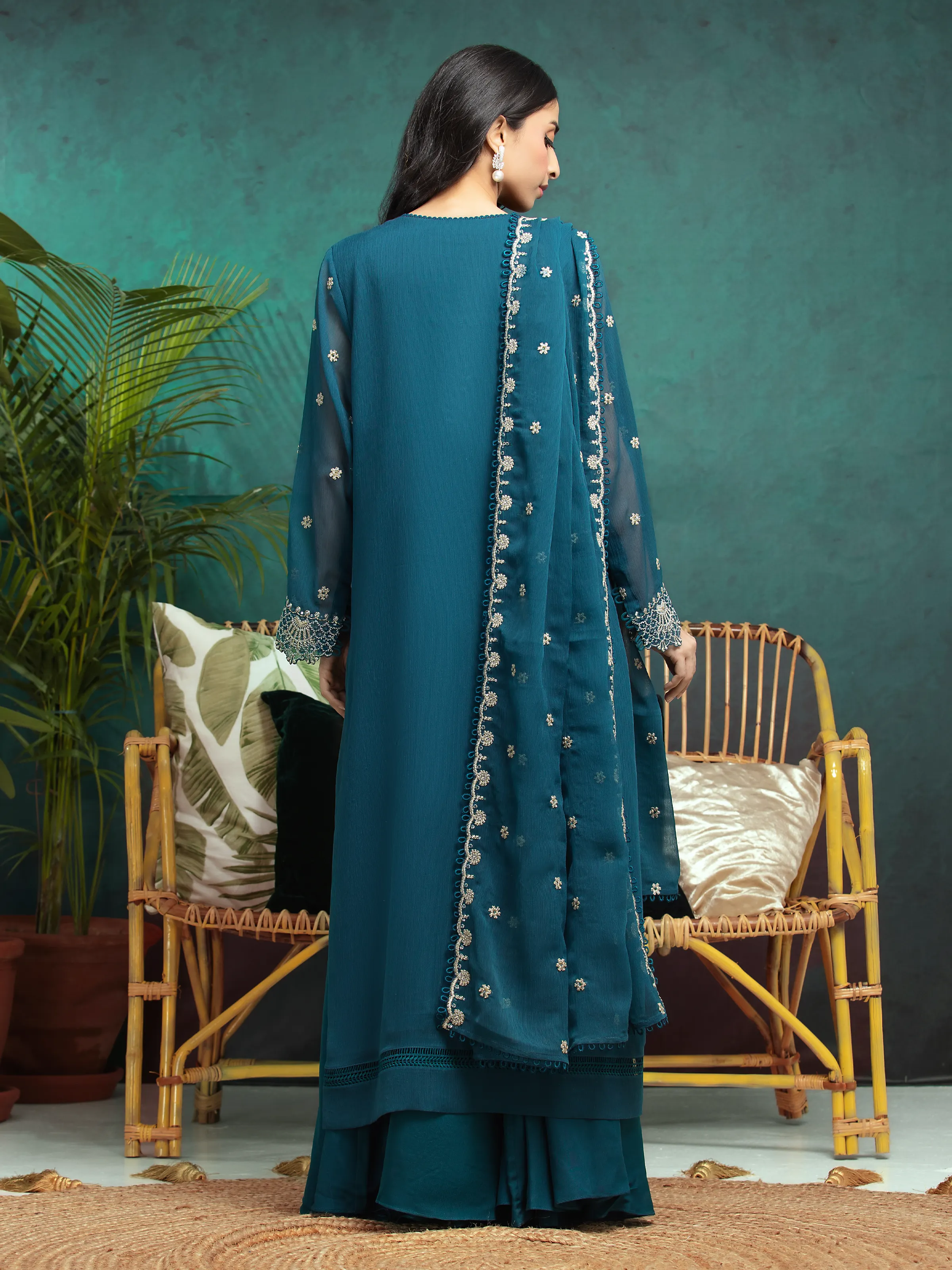 Unstitched Embroidered Chiffon Suit - EWU24V5-30329-3P - Image 2