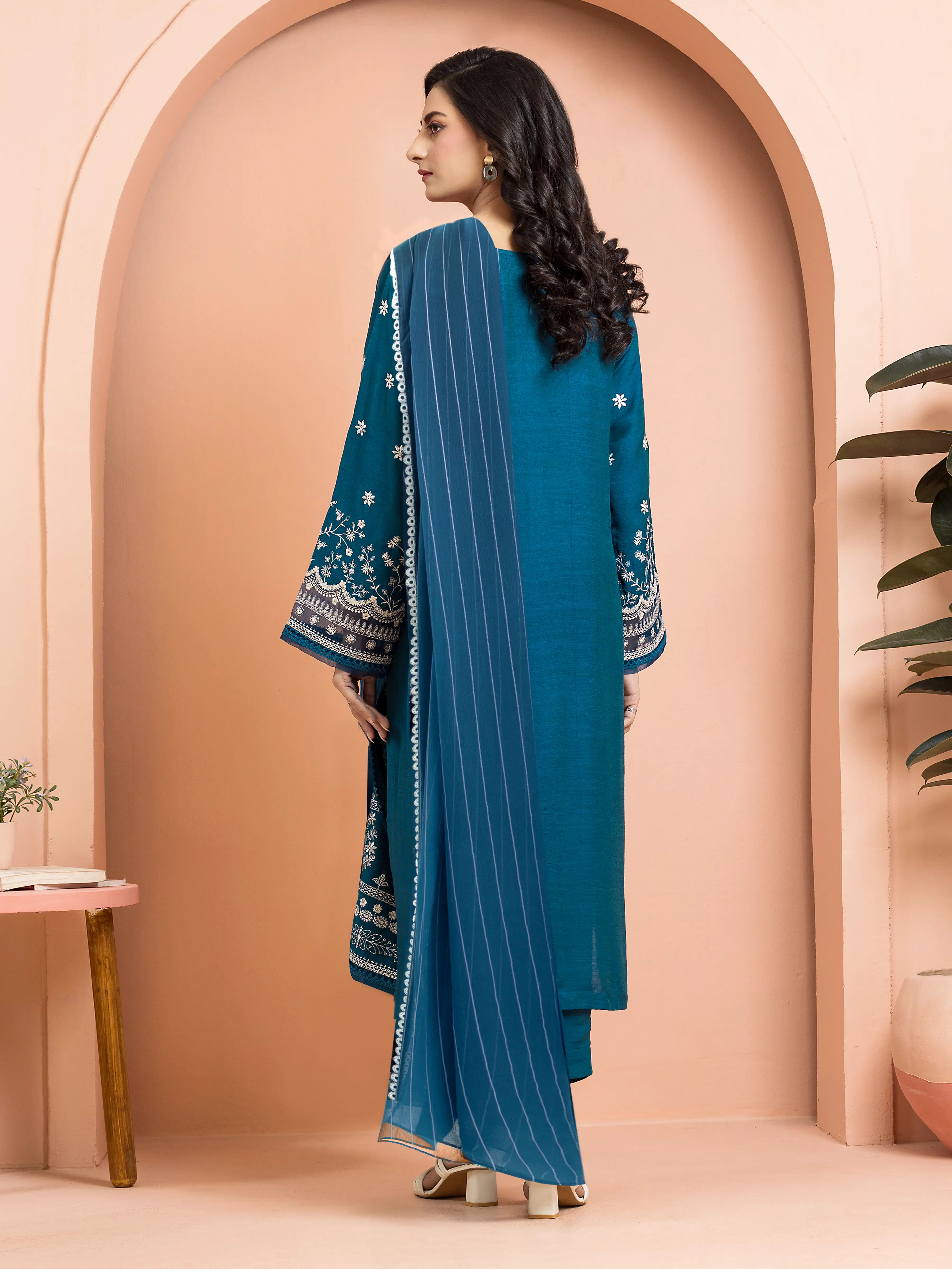 Unstitched Embroidered Raw Silk Suit - EWU24V16-30014-3P - Image 2