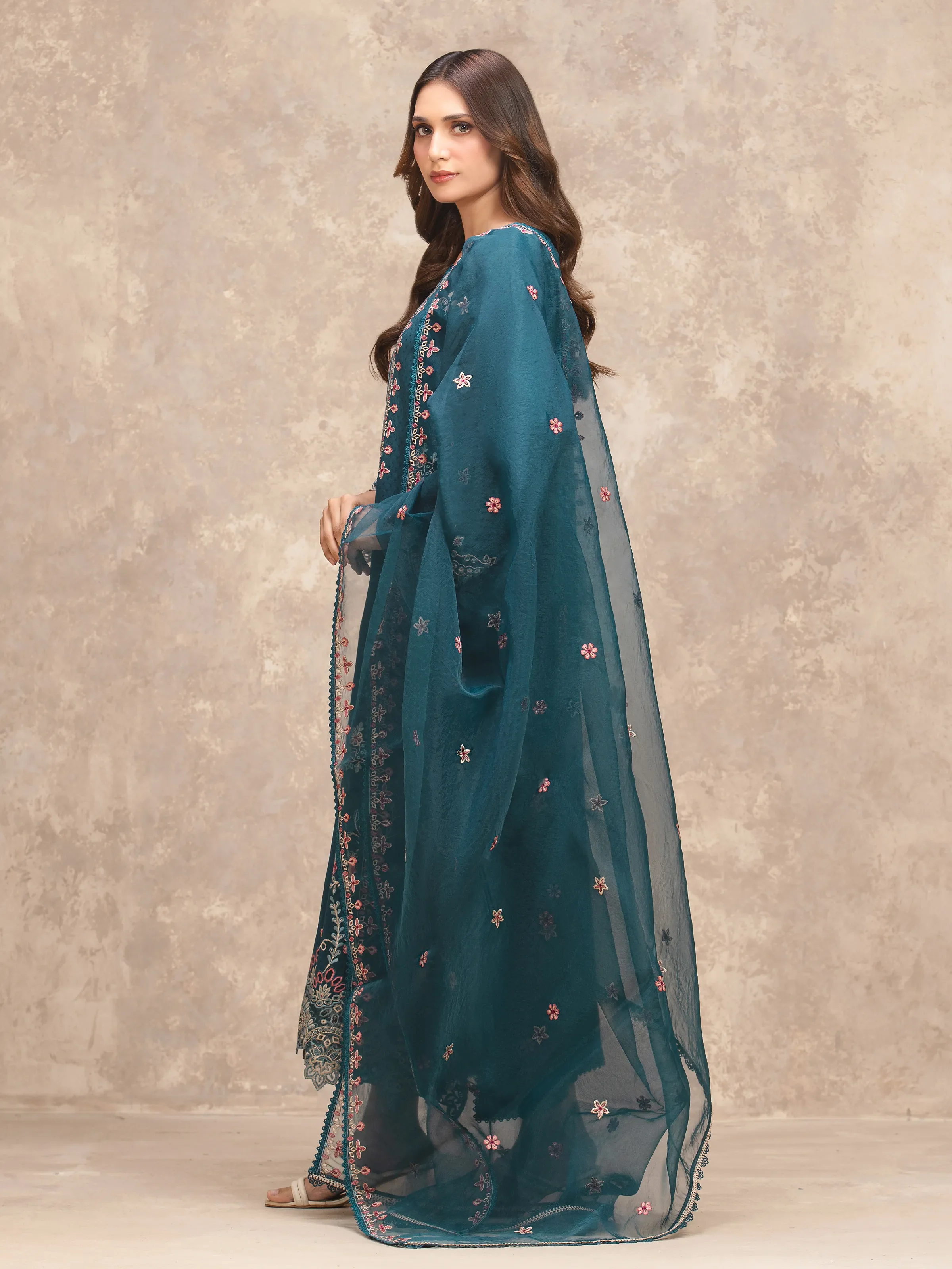 Unstitched Embroidered Viscose Suit - EWU5V19-32027-3P - Image 5