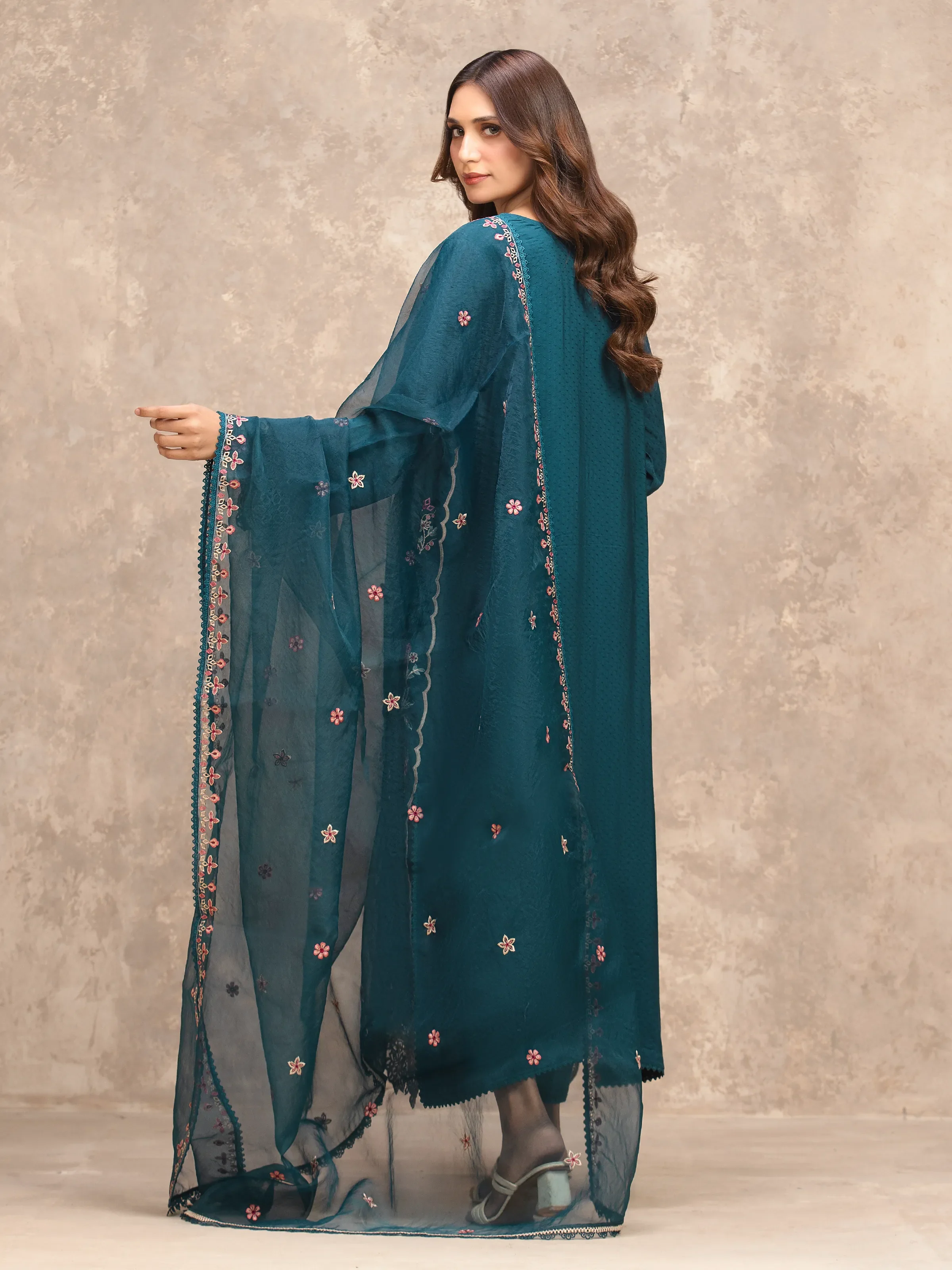 Unstitched Embroidered Viscose Suit - EWU5V19-32027-3P - Image 6