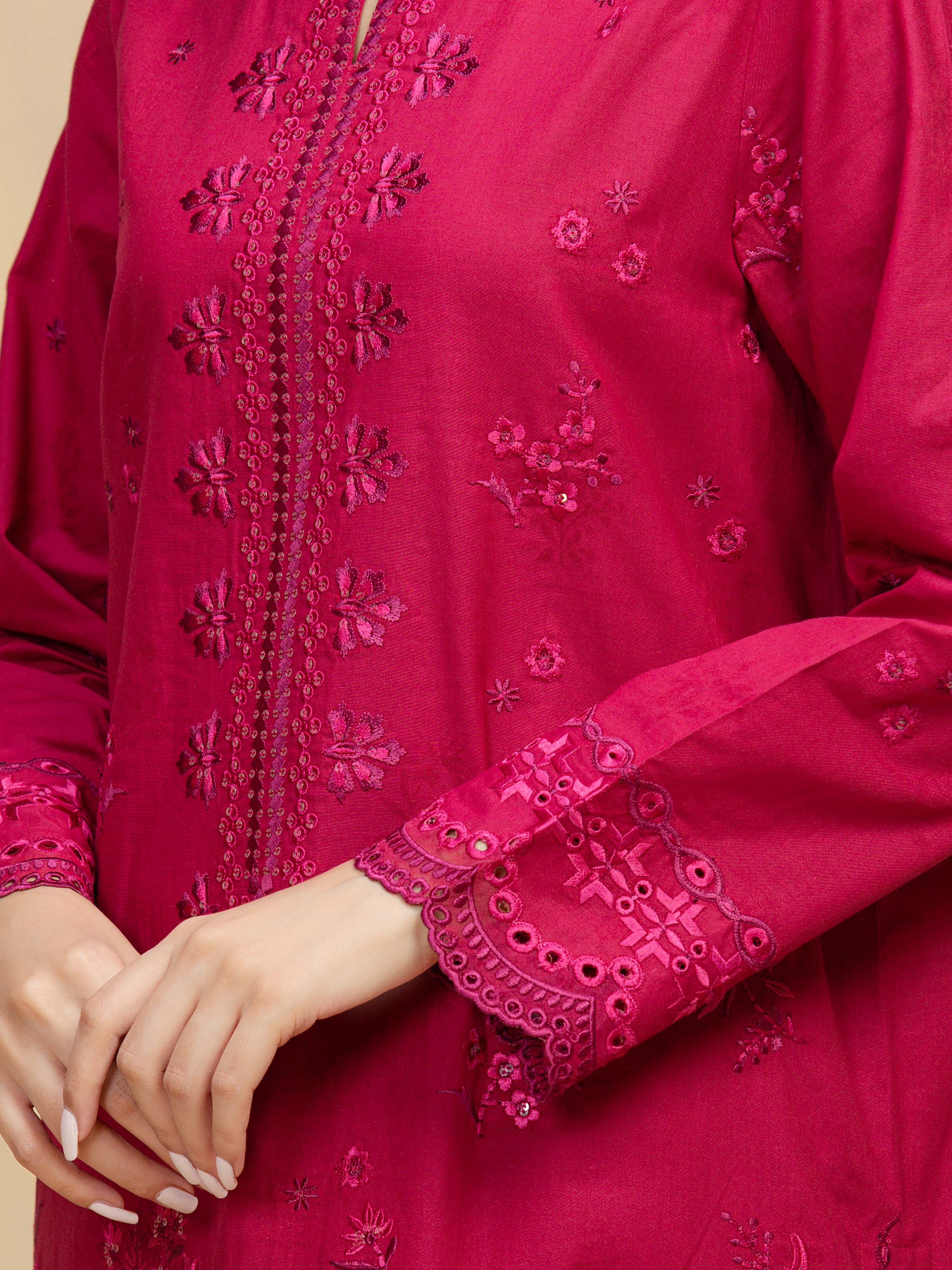 Unstitched Embroidered Jacquard Suit - EWU5V3-31158-3P - Image 3