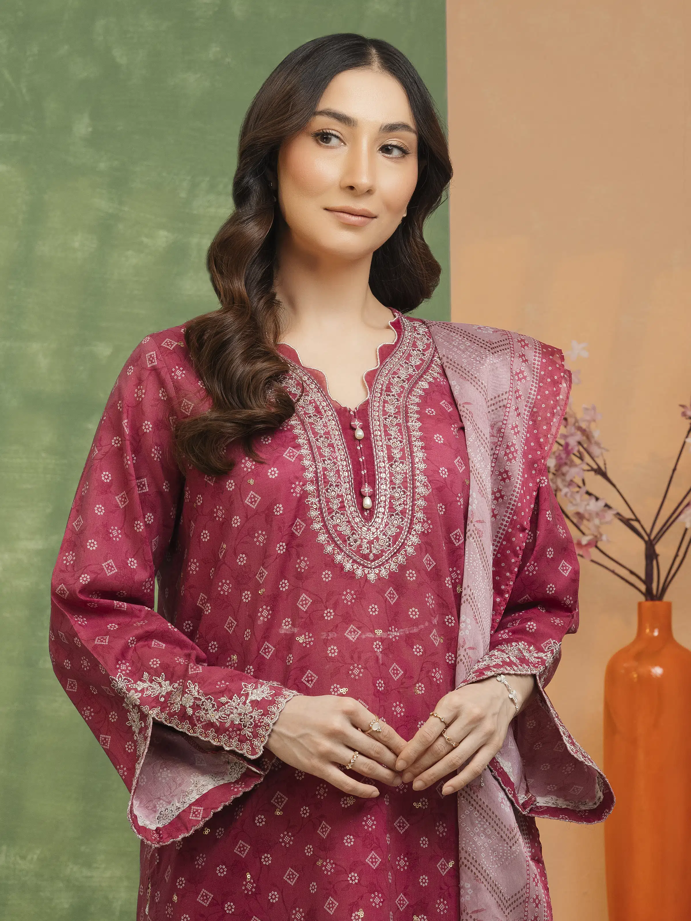 Unstitched Embroidered Lawn Suit - EWU5V1-31431-3P - Image 3