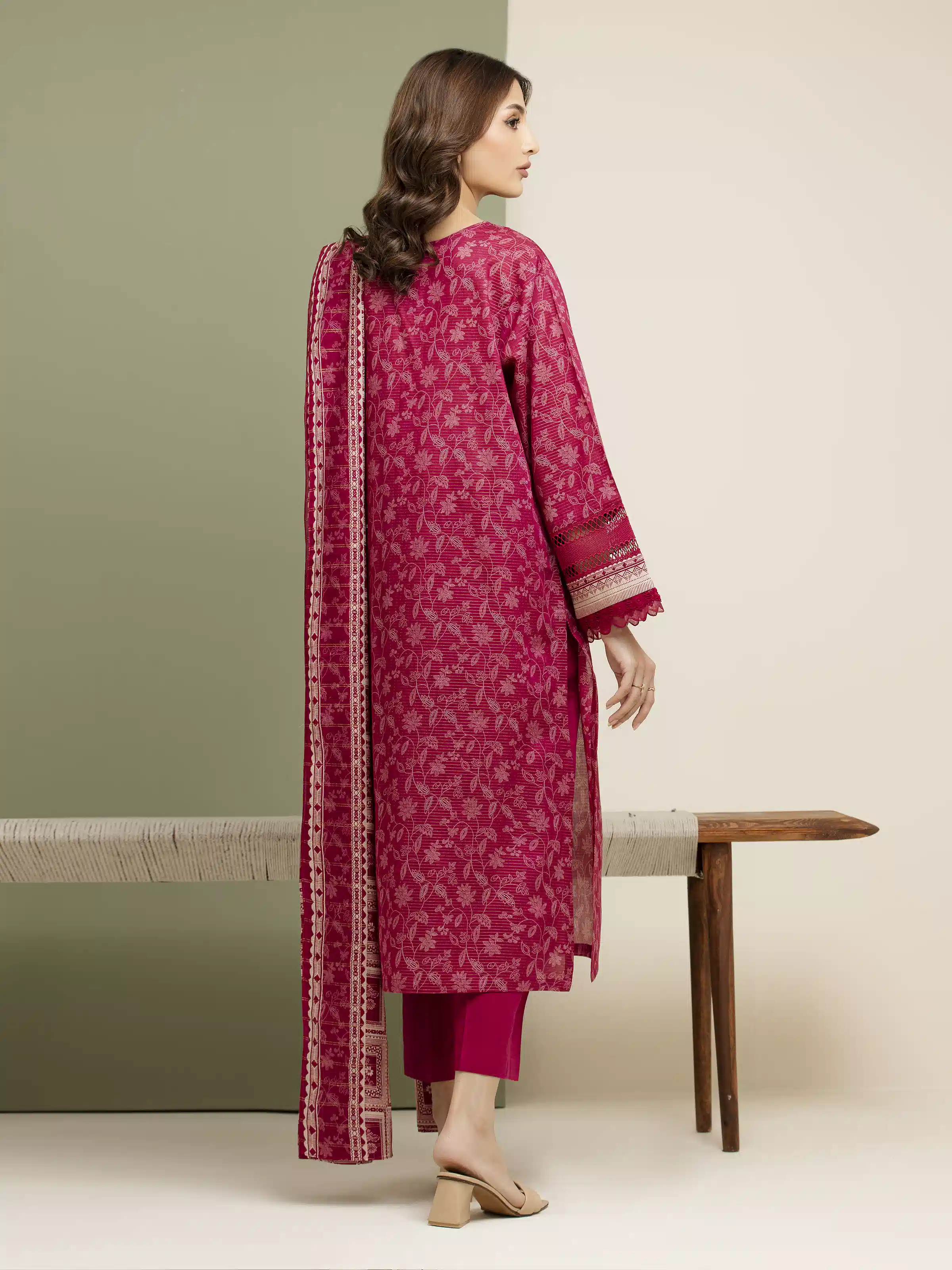 Unstitched Printed Zari Lawn Suit - EWU5M6-013-3P - Image 2