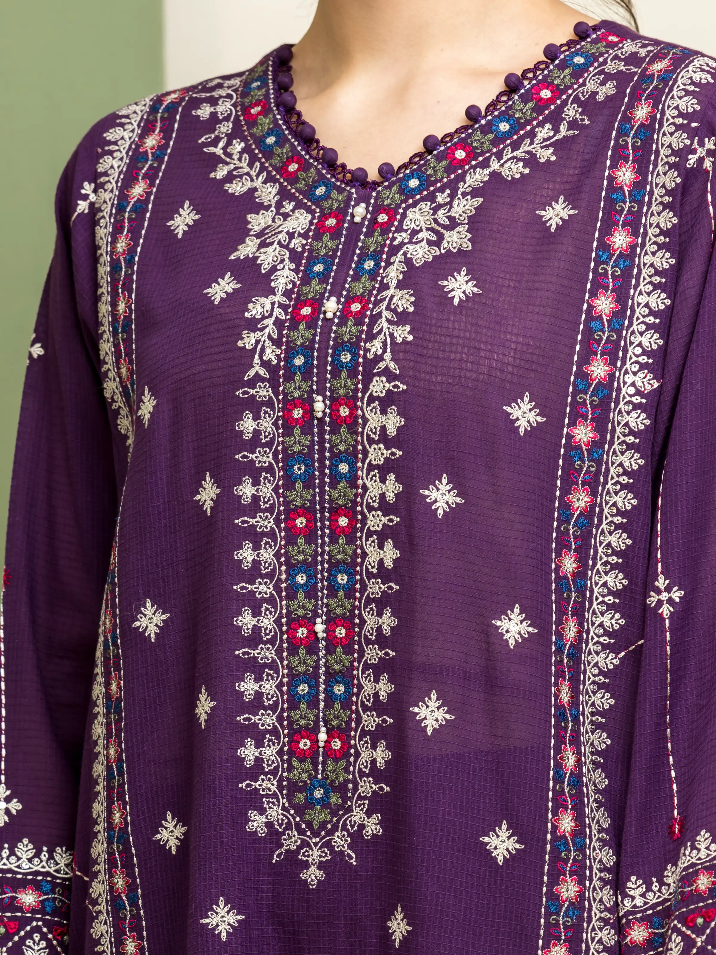 Unstitched Embroidered Lawn Suit - EWU5V1-31241-3P - Image 3