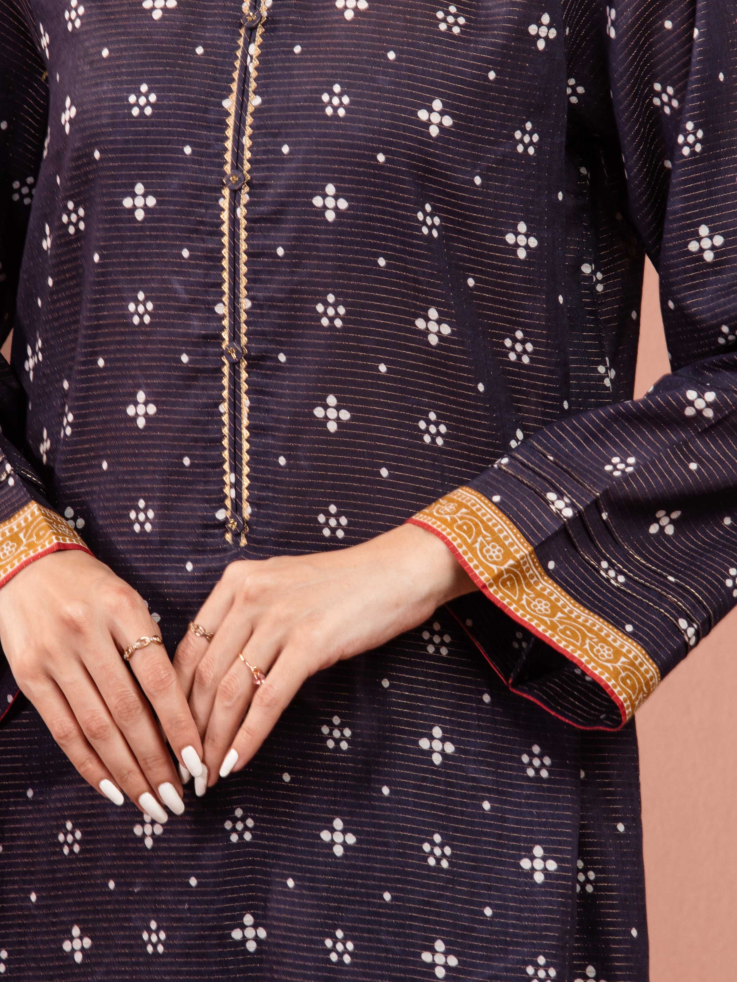 Unstitched Printed Zari Lawn Suit - EWU5M6-016-3P - Image 4