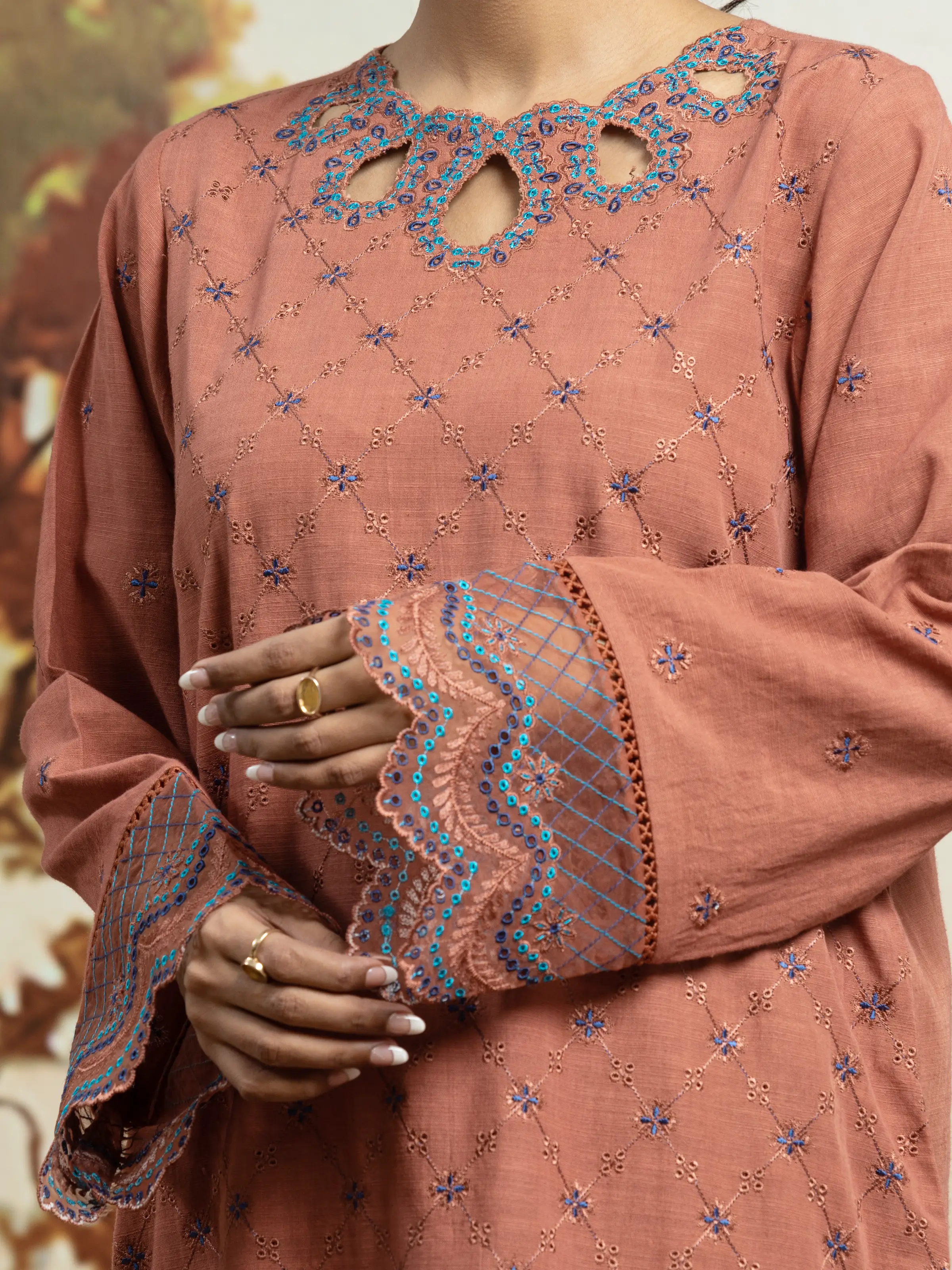 Unstitched Embroidered Marina Twill Suit - EWU24V14-30216-3P - Image 3