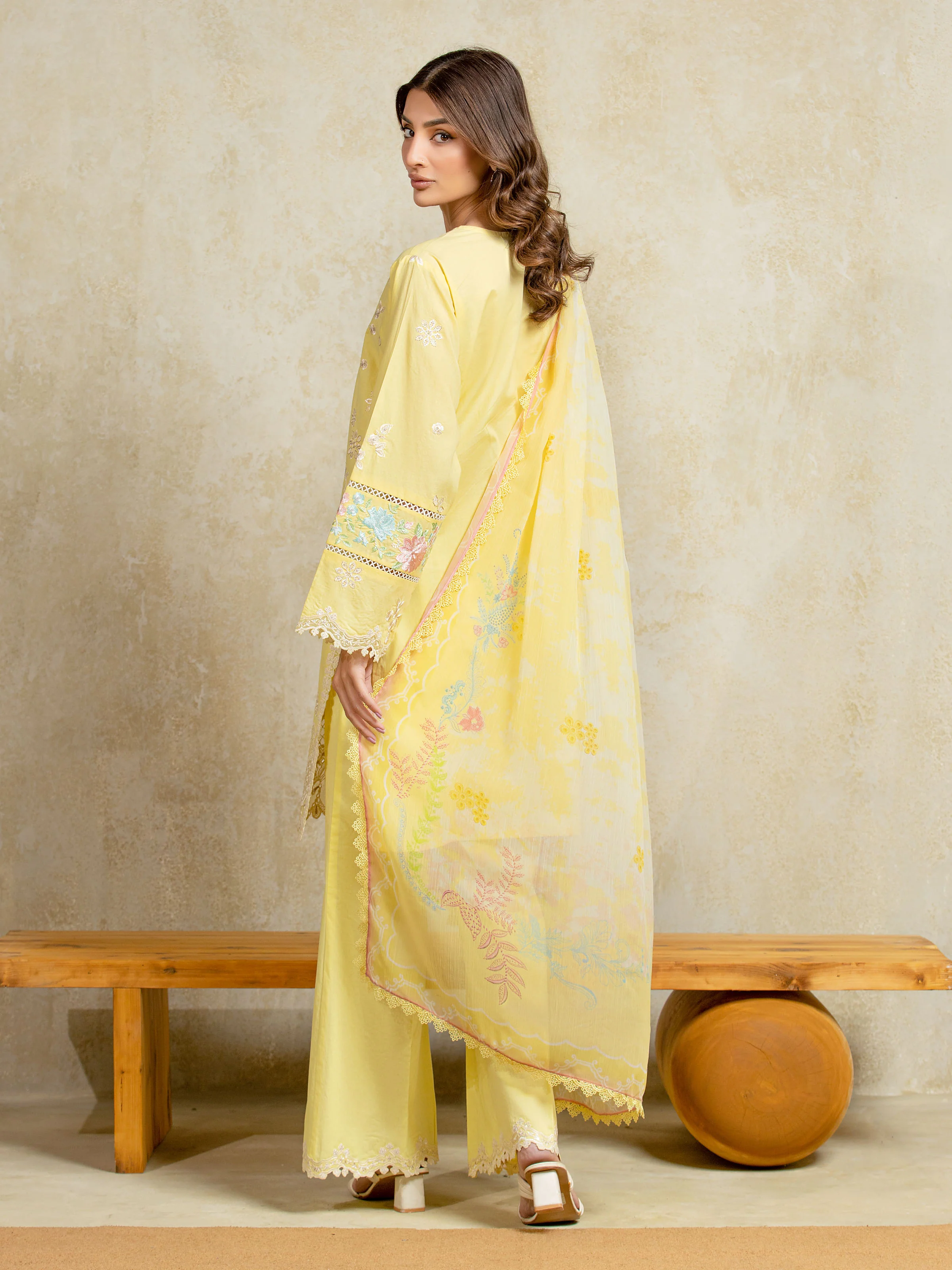 Unstitched  Embroidered Cambric Shirt Trouser - EWU5V2-31802ST - Image 6