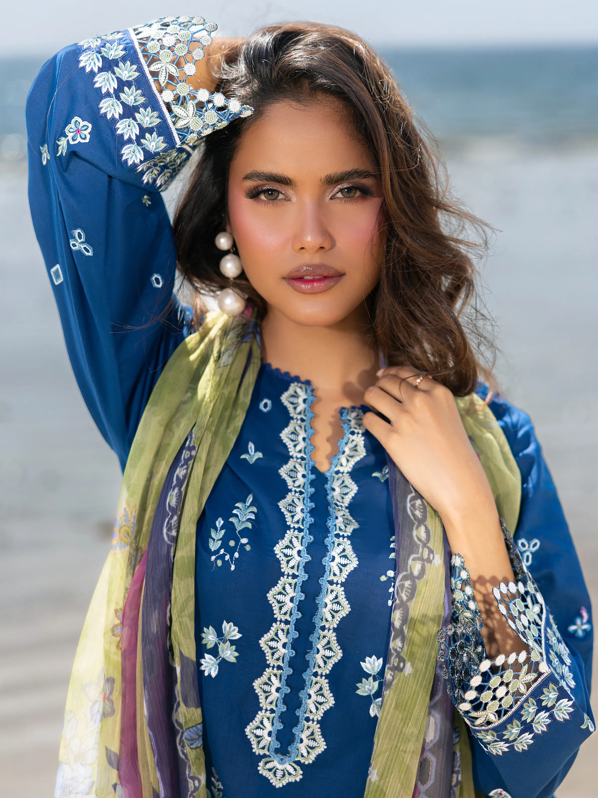 Unstitched Embroidered Cambric Suit - EWU6V2-33448-3P - Image 2