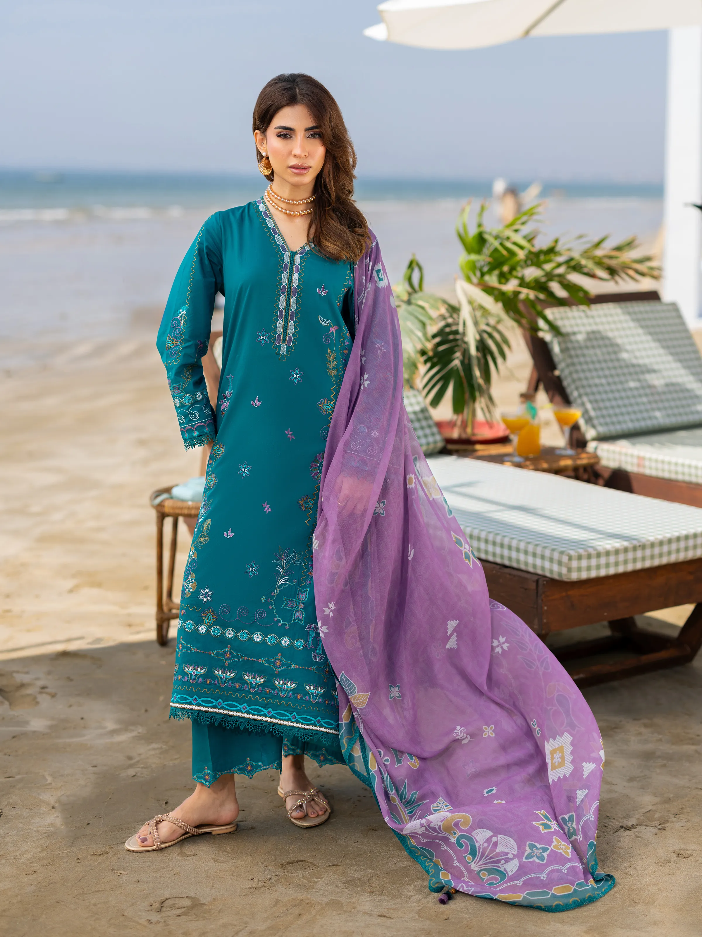 Unstitched Embroidered Cambric Suit - EWU6V2-33450-3P - Image 4