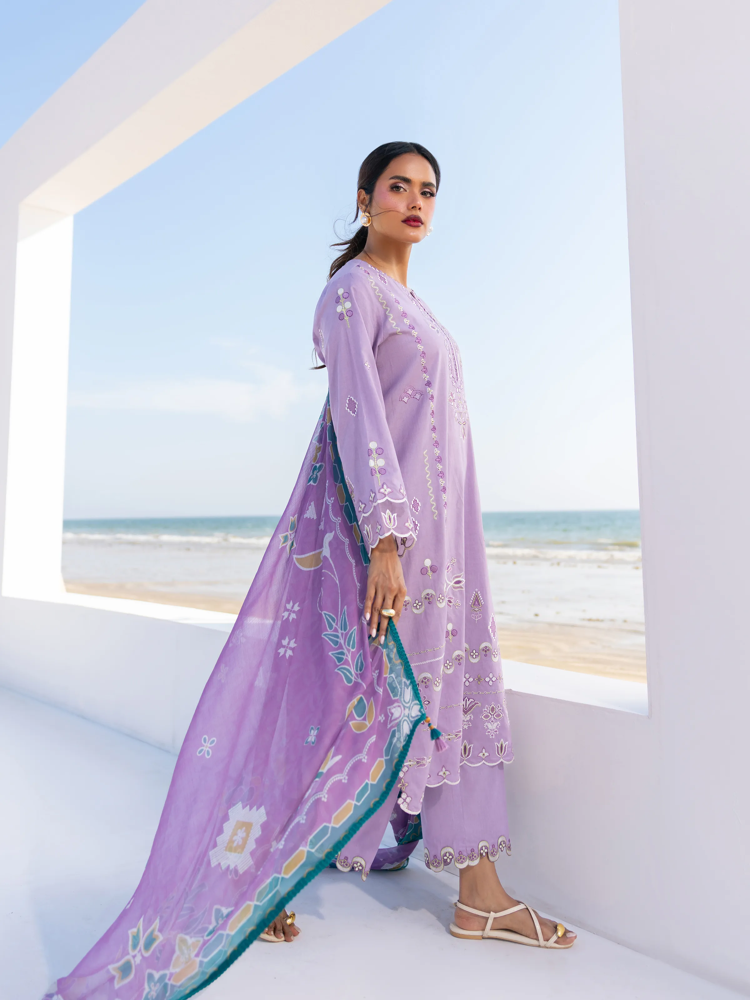 Unstitched Embroidered Cambric Suit - EWU6V2-33451-3P - Image 6